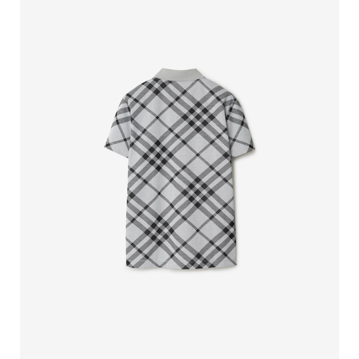 Check Cotton Blend Polo Shirt in White/black - Men | Burberry® Official