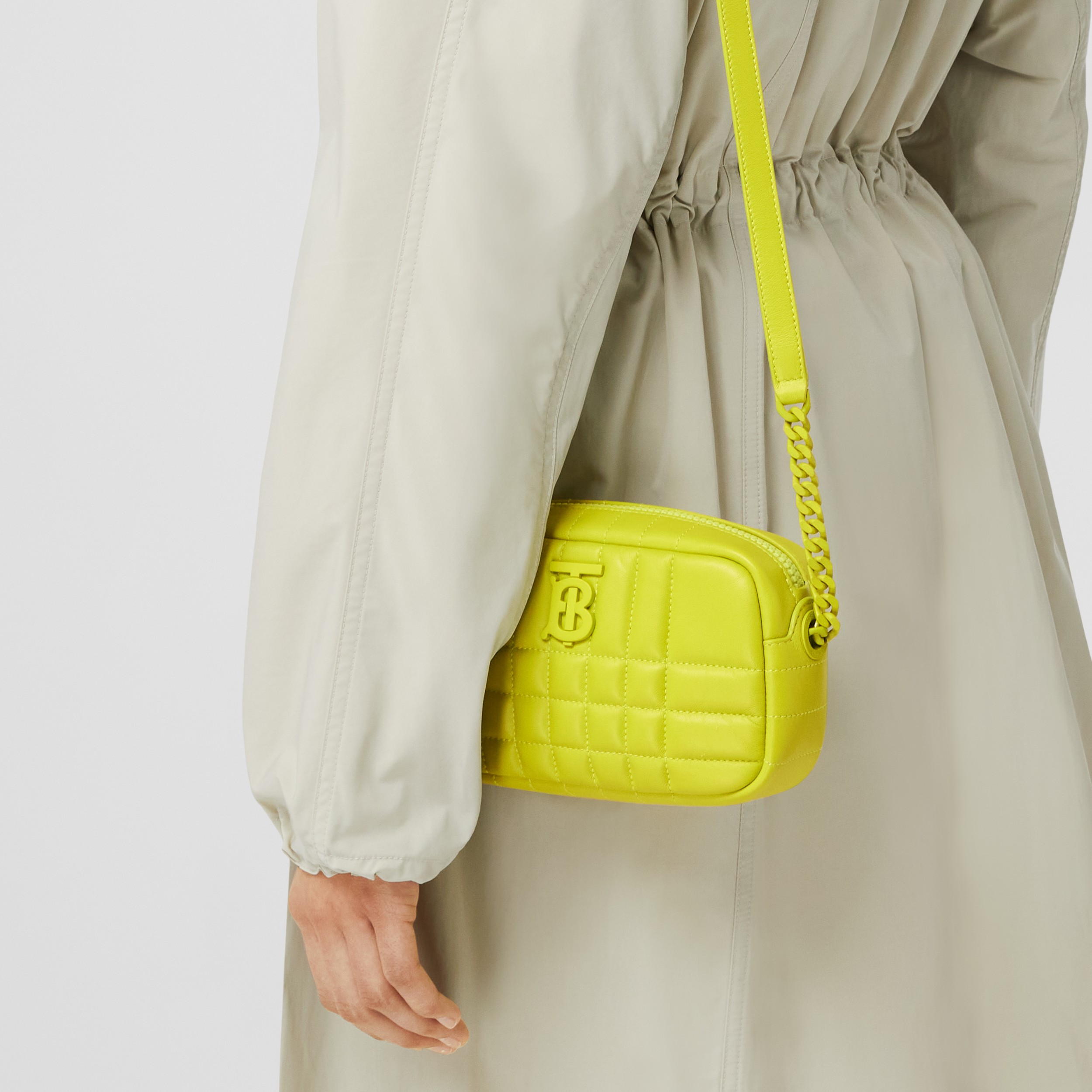 Quilted Leather Mini Lola Camera Bag in Vivid Lime Women Burberry