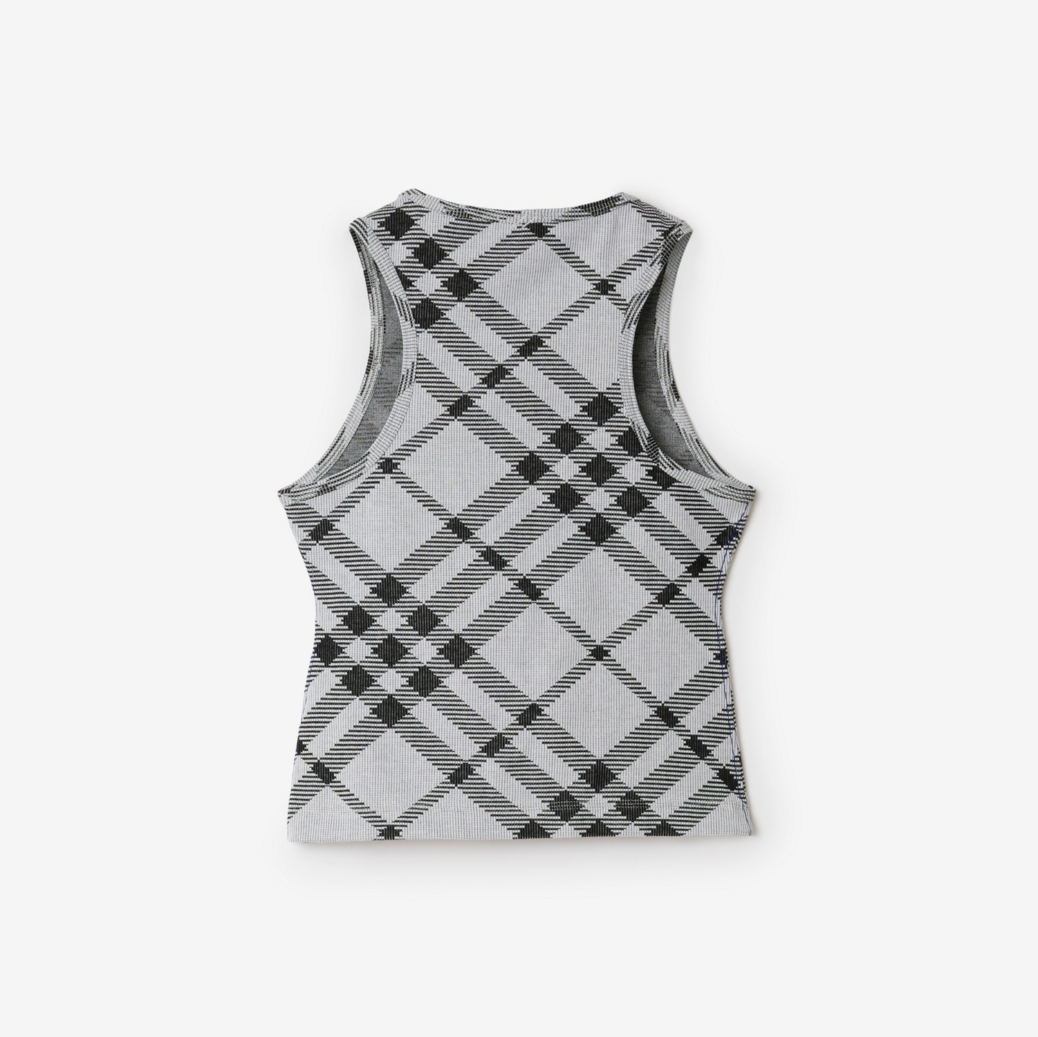 Check Stretch Cotton Blend Tank Top