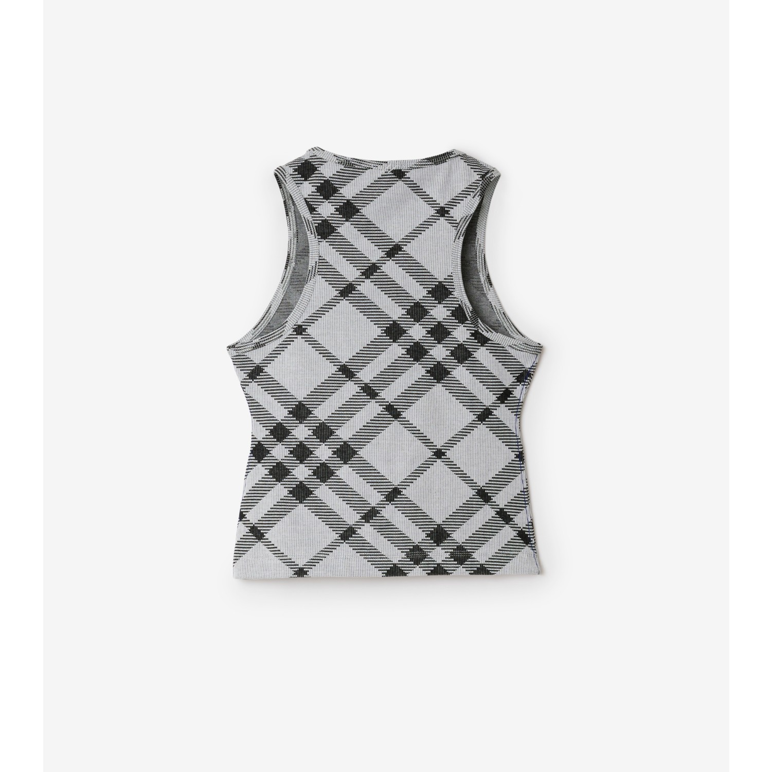 Check Stretch Cotton Blend Tank Top