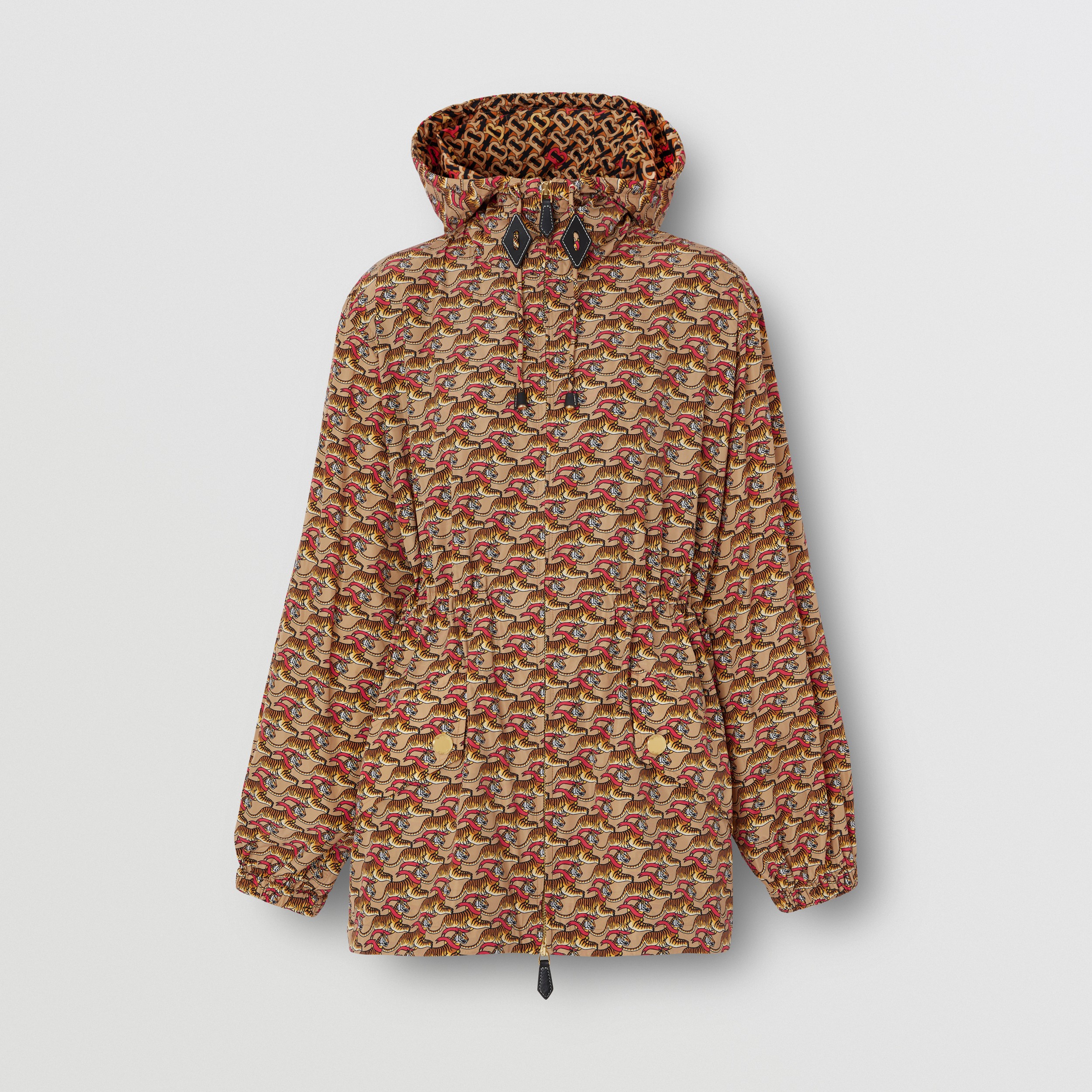 타이거 프린트 라이트 후드 재킷 (허니 베이지) - 여성 | Burberry® - 4