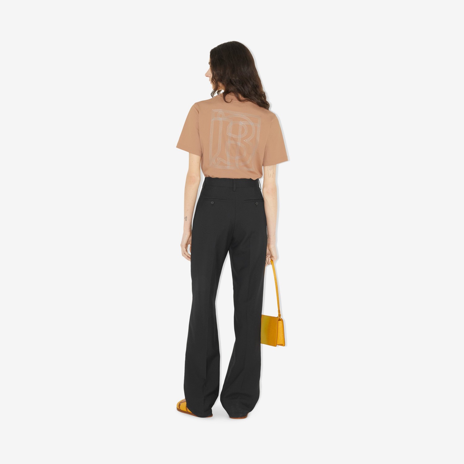 모노그램 모티프 코튼 티셔츠 (샌디 브라운) - 여성 | Burberry®