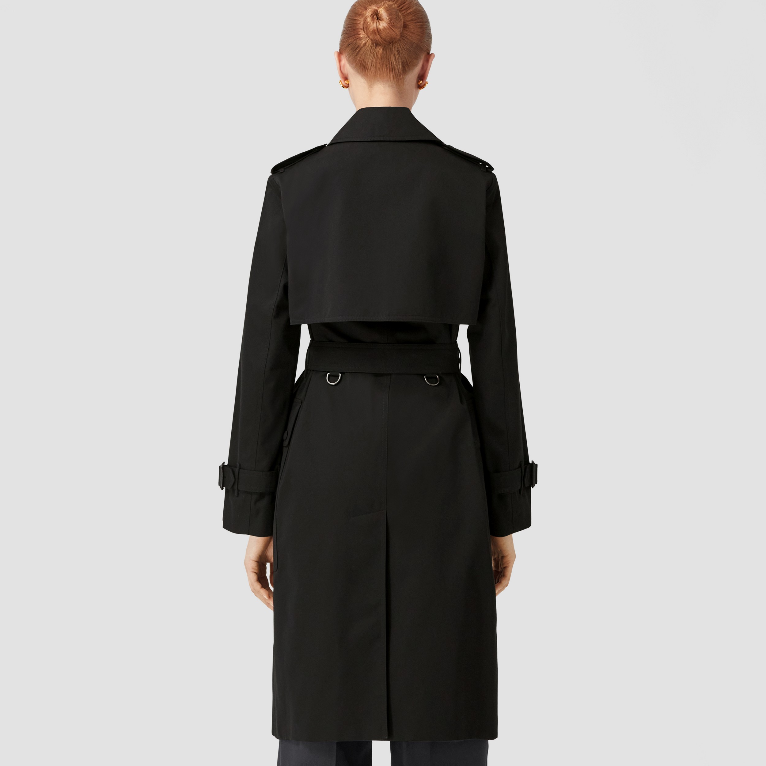 Trench coat de gabardine de algodão com recorte xadrez (Preto) - Mulheres | Burberry® oficial - 3