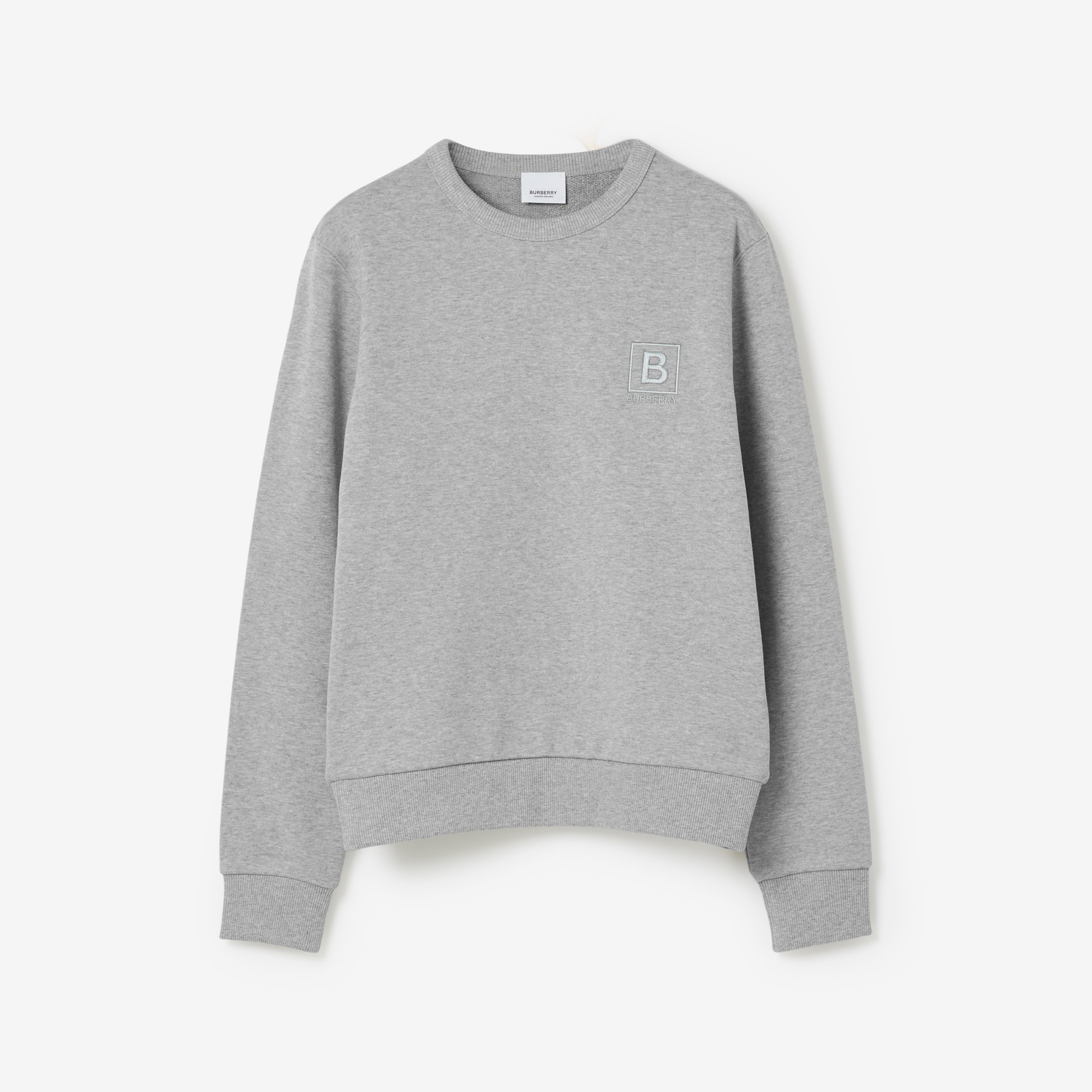 Letter Graphic Cotton Sweatshirt in Pale Grey Melange - Women | Burberry®  Official