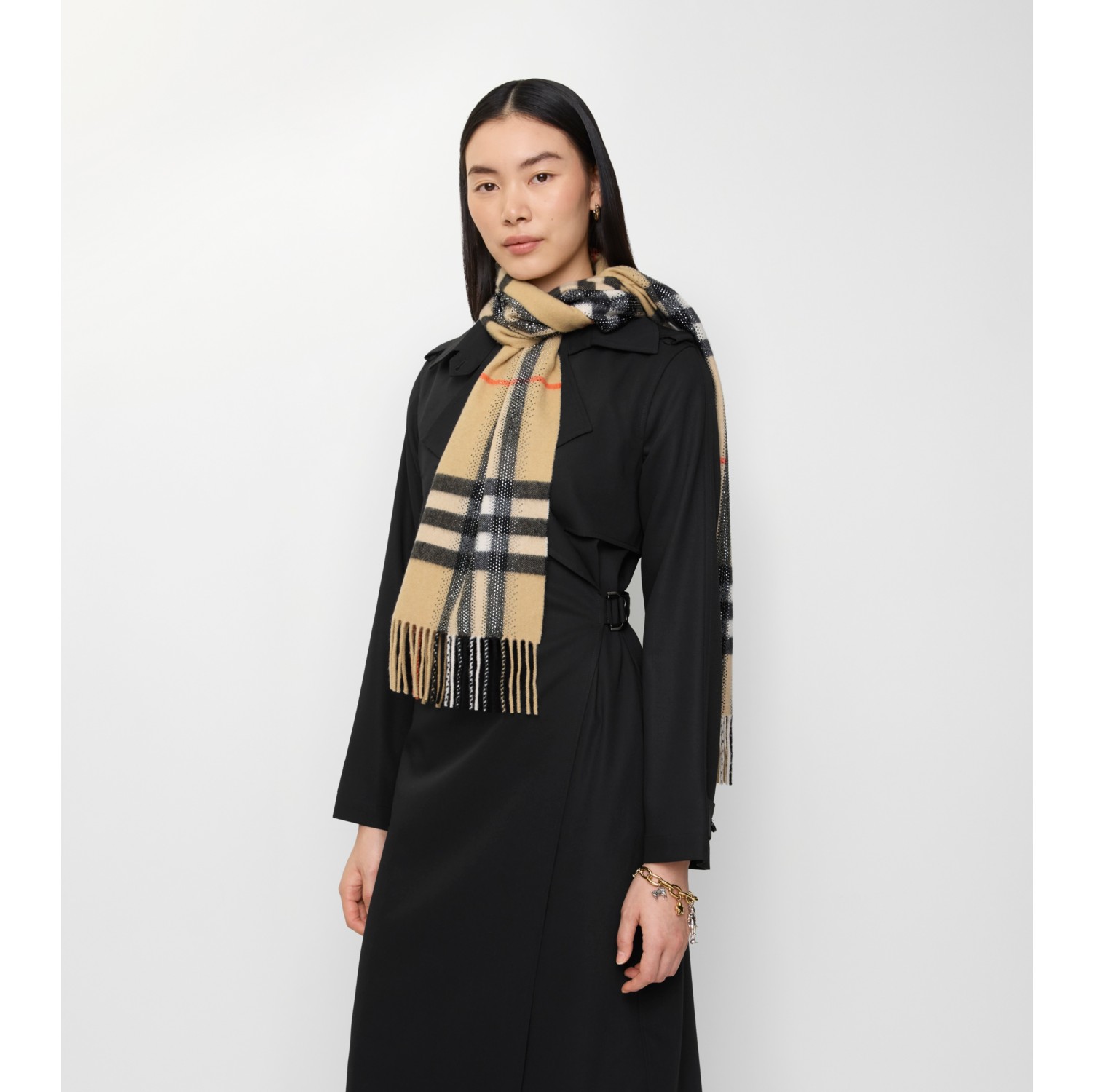 Crystal Check Cashmere Scarf