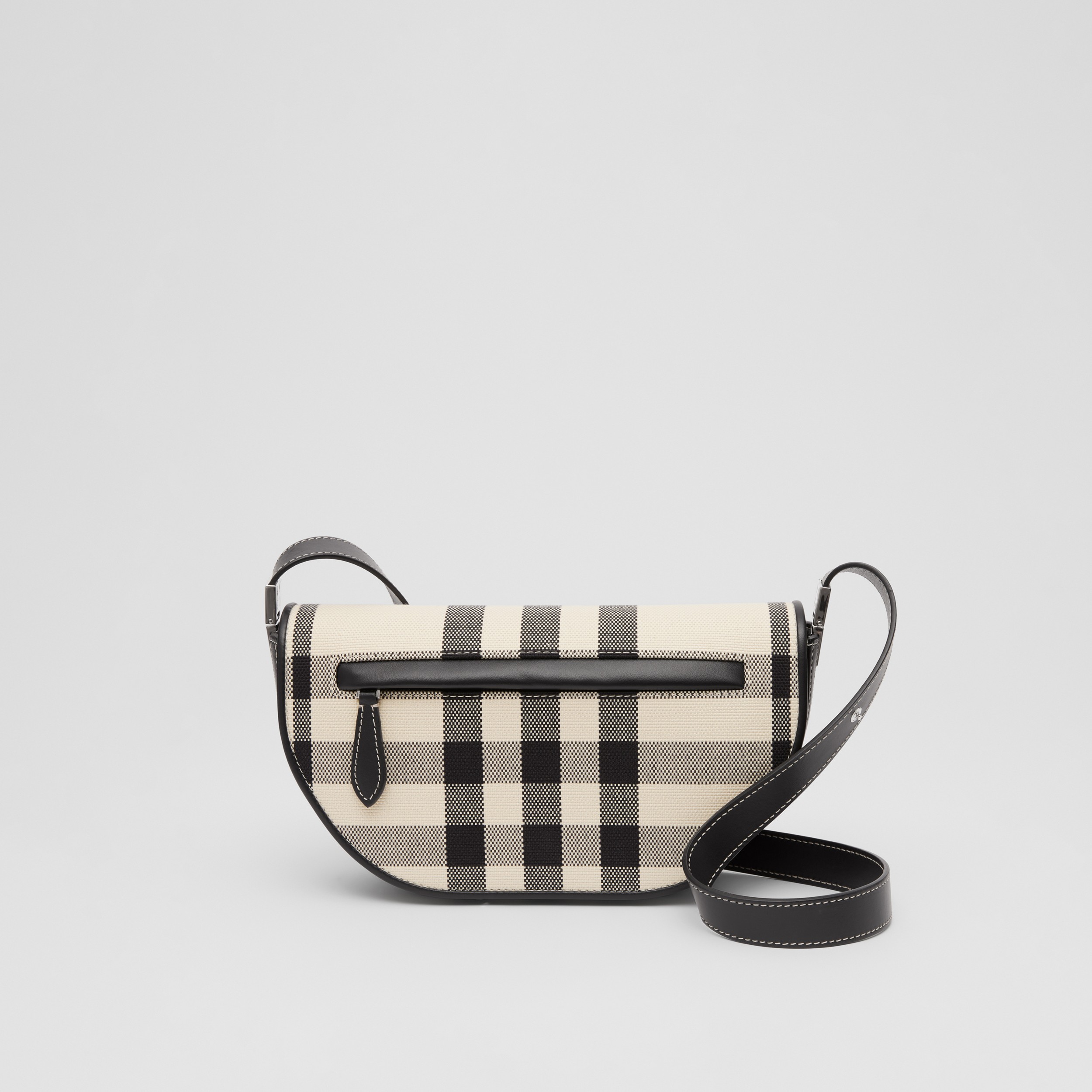 Small Check Canvas and Leather Olympia Bag in Buttermilk Beige/black - Women | Burberry® Official - 4