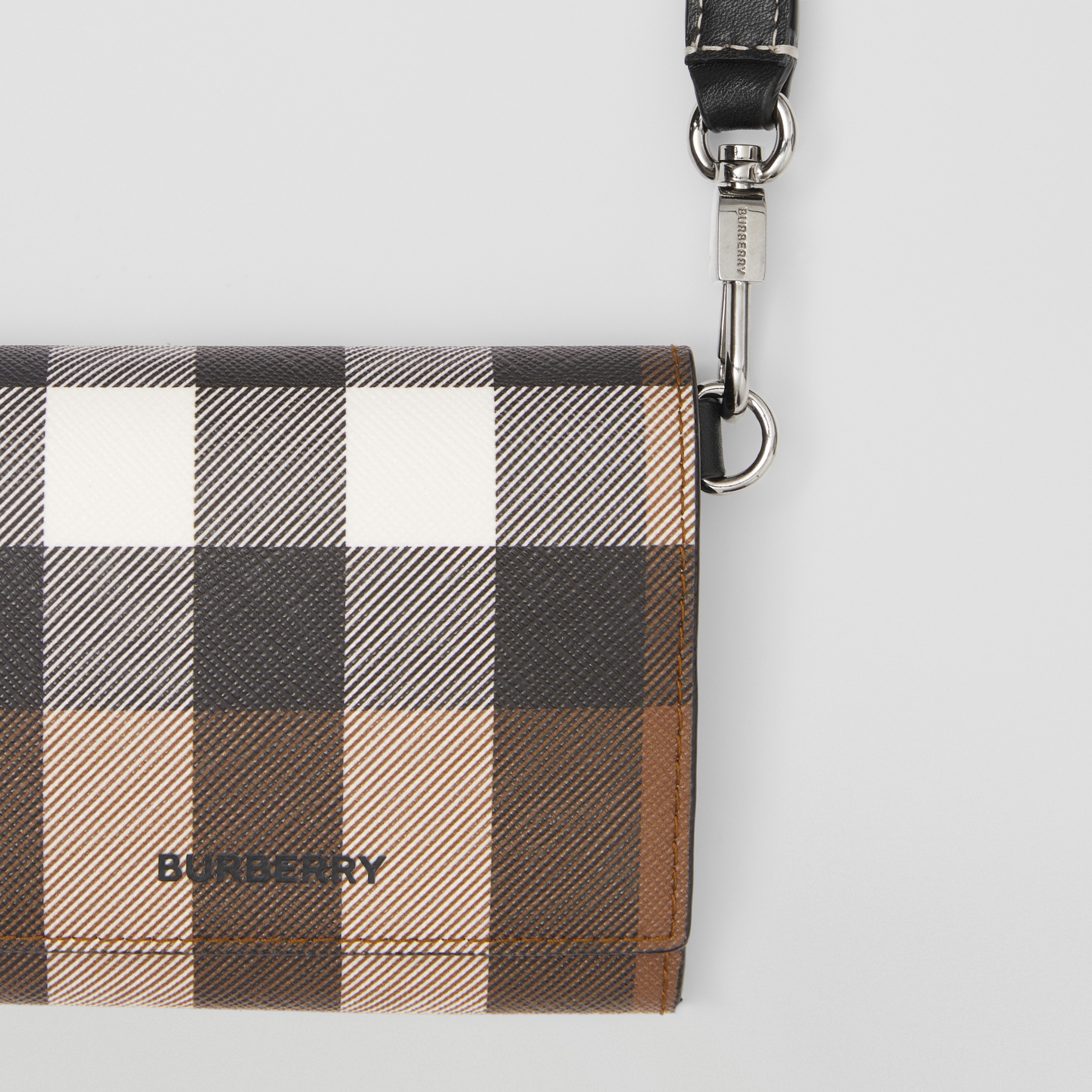 Check Folding Wallet With Detachable Strap in Dark Birch Brown - Men | Burberry® Official - 2