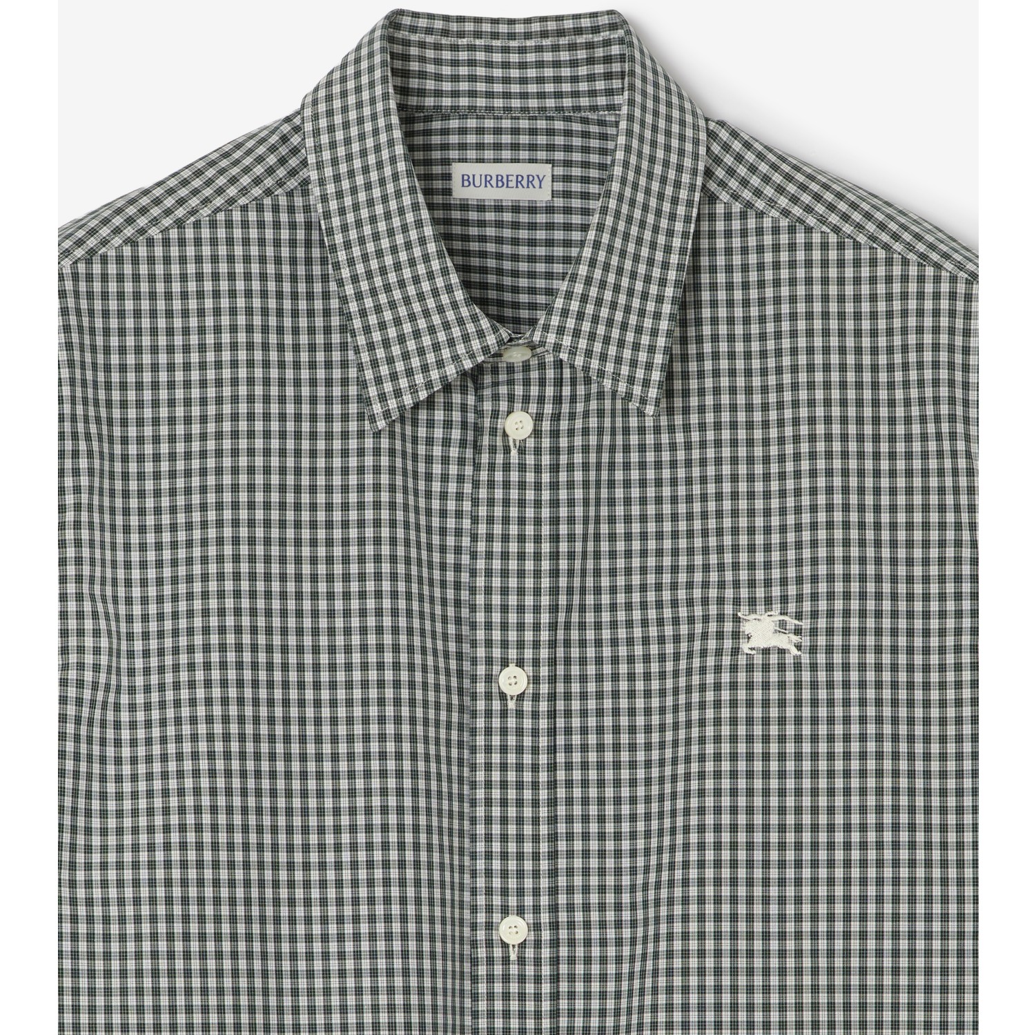 Relaxed Fit Check Cotton Shirt in Deep green/white - Men | Burberry® Official