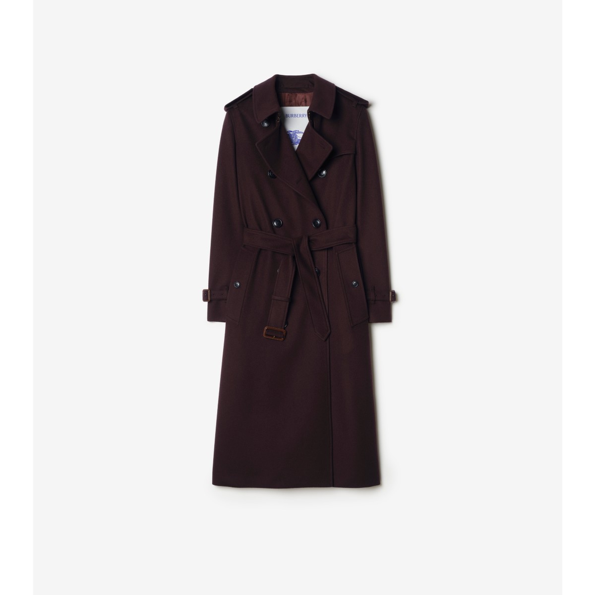  Check Long Cashmere Kensington Trench Coat