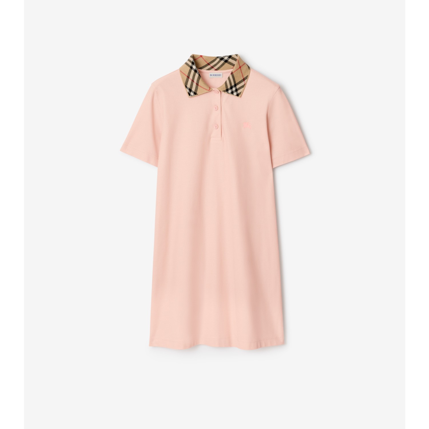 Check Collar Cotton Polo Shirt Dress