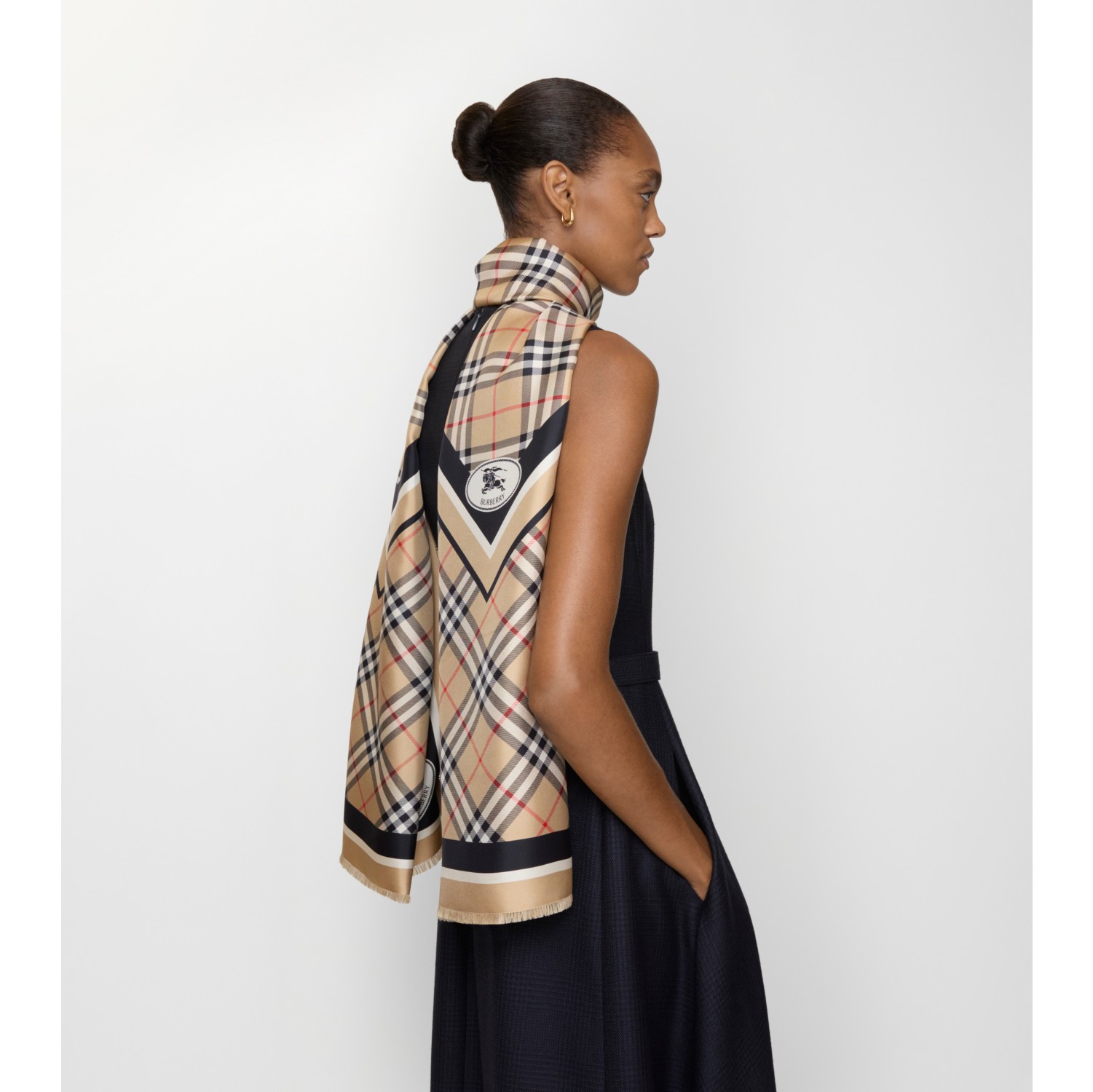 Check Knight Stamp Silk Scarf
