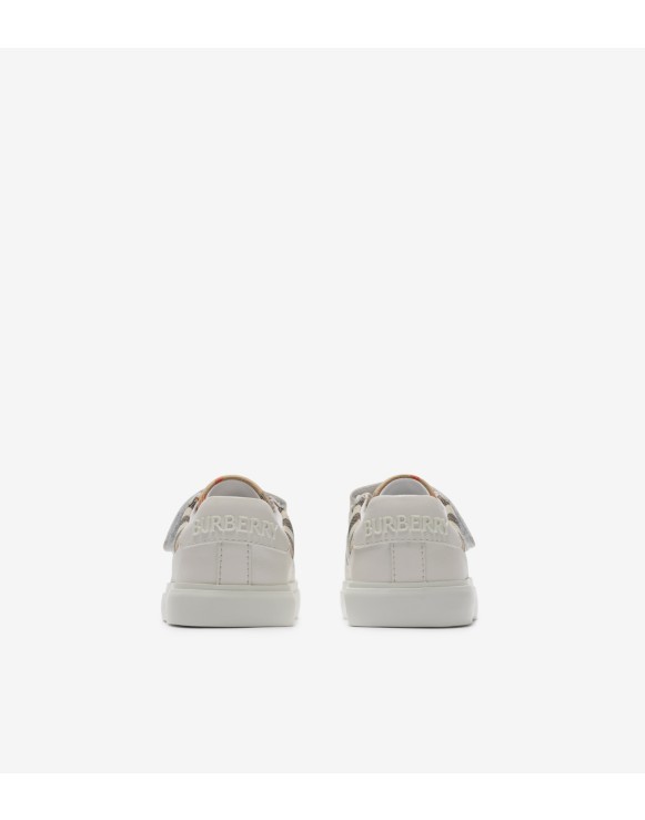 Check and Leather Sneakers