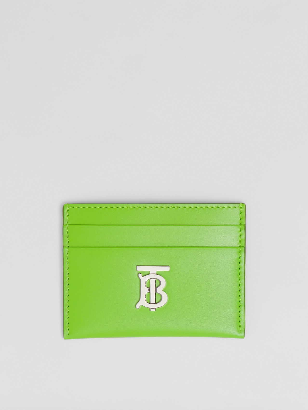 Porta carte di credito in pelle con motivo monogramma (Verde Brillante)