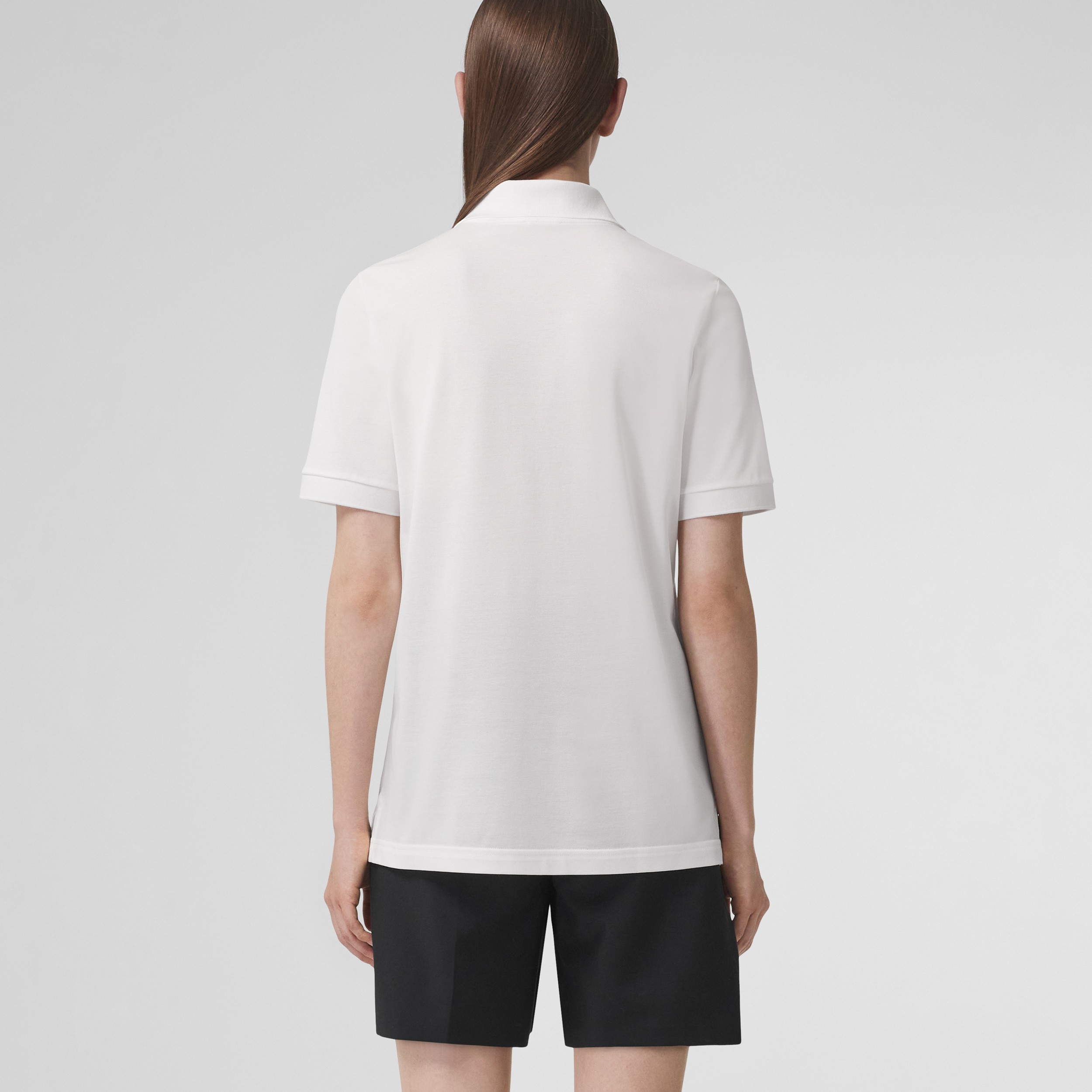 Monogram Motif Cotton Polo Shirt in White - Women | Burberry® Official - 3