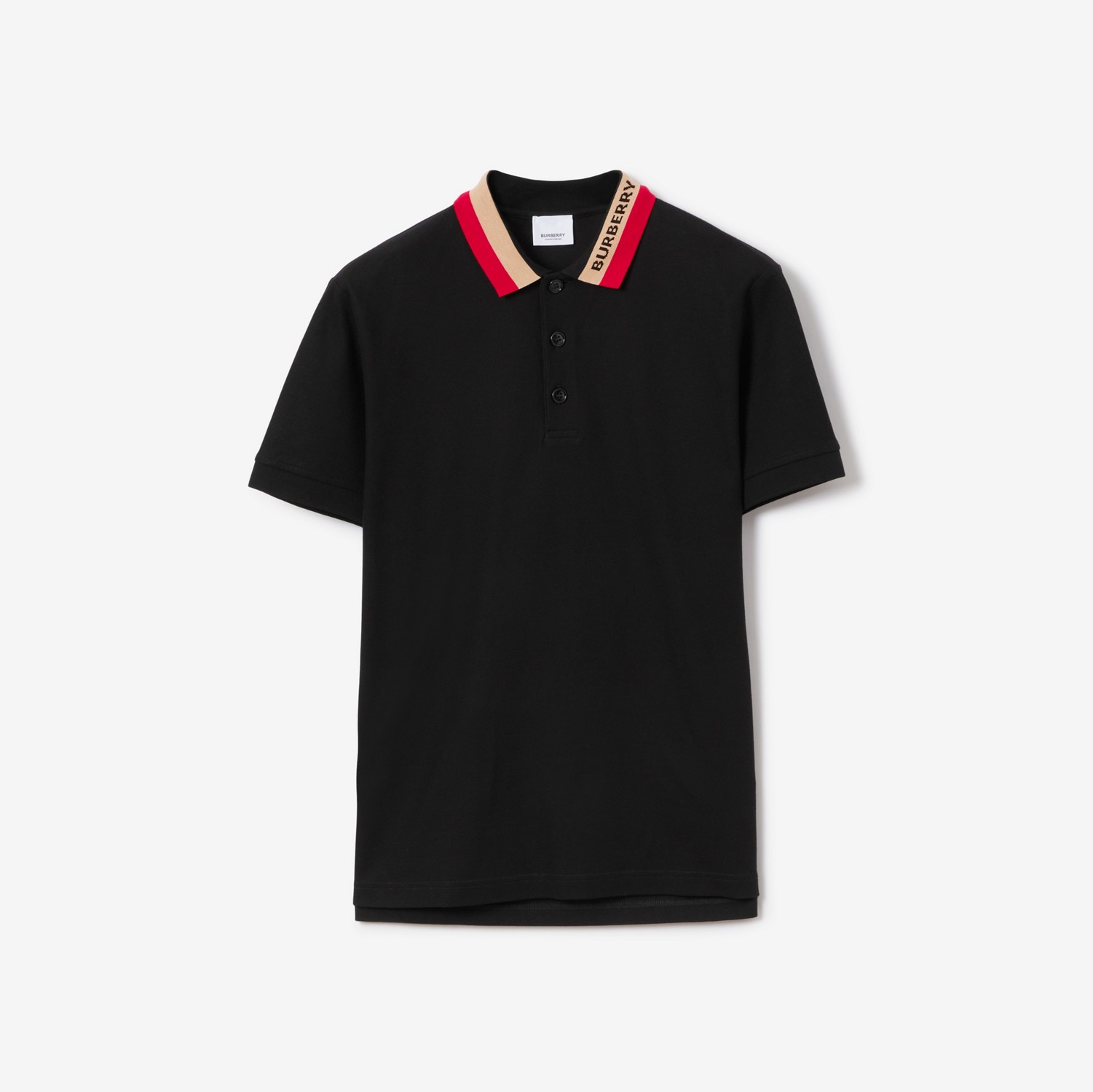 Camisa polo com detalhe de logotipo (Preto) - Homens | Burberry® oficial