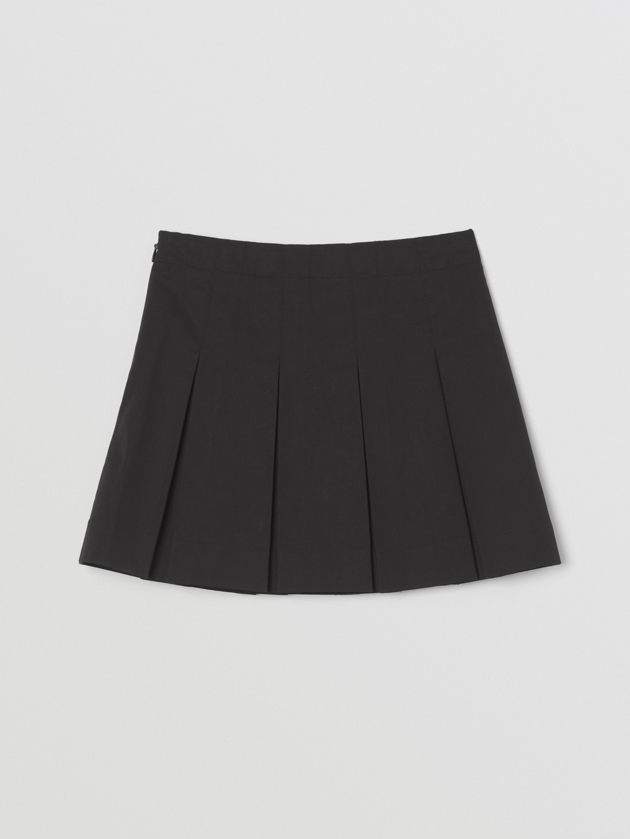 Monogram Motif Pleated Cotton Twill Skirt in Black