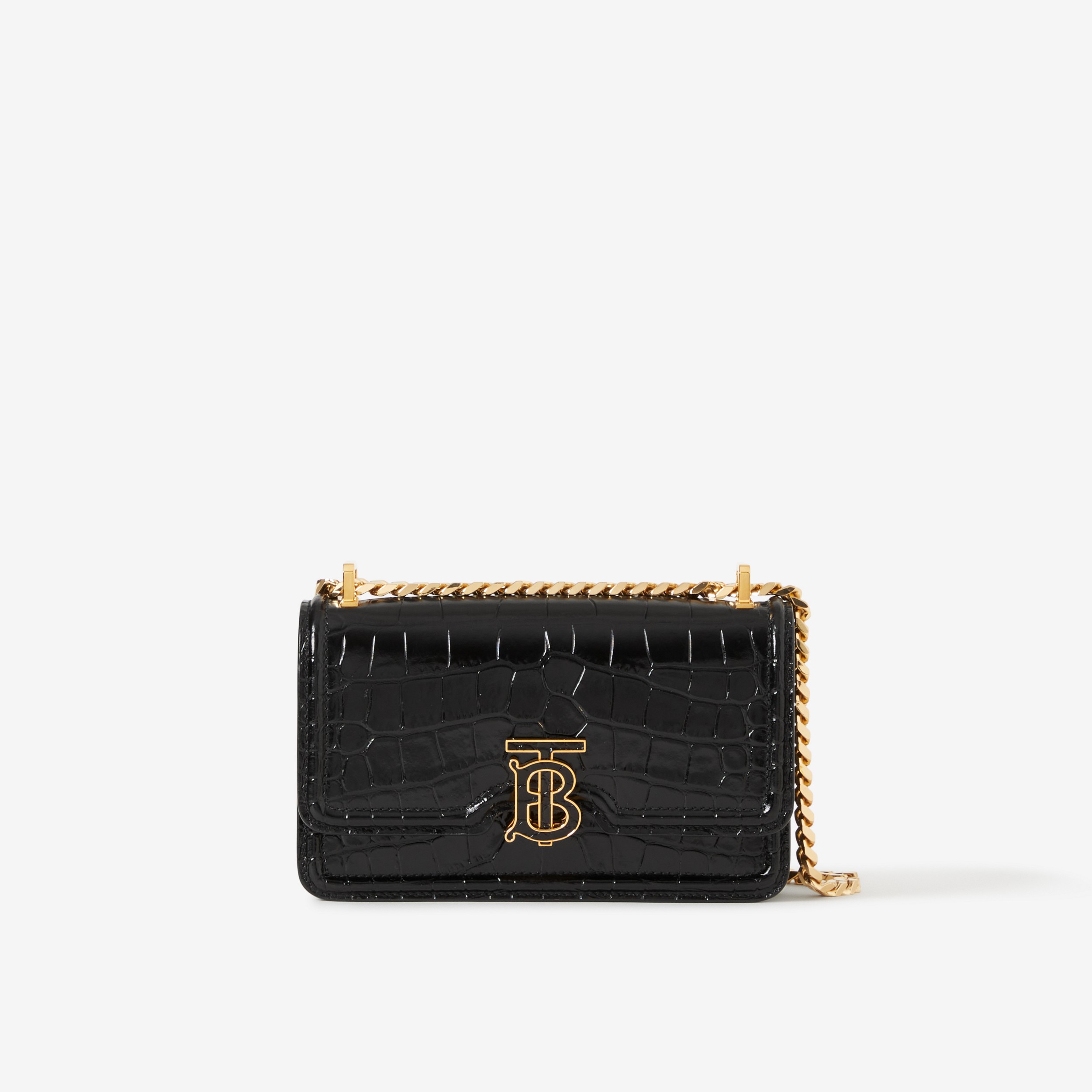 Embossed Leather Mini Chain TB Bag in Black - Women | Burberry® Official