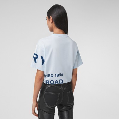 ホースフェリープリント コットン オーバーサイズTシャツ (ペールブルー) - ウィメンズ | Burberry®公式サイト