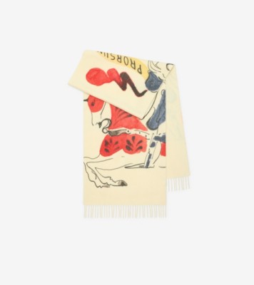 Watercolour Knight Cashmere Scarf in Chalk white | Burberry® Official