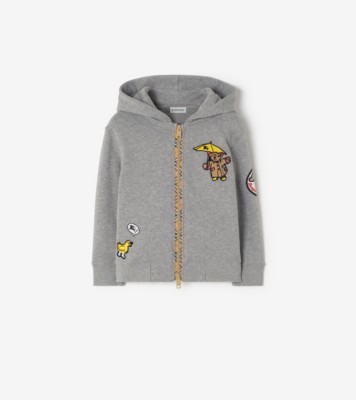 Rain Bear Cotton Zip Hoodie Pale melange ®