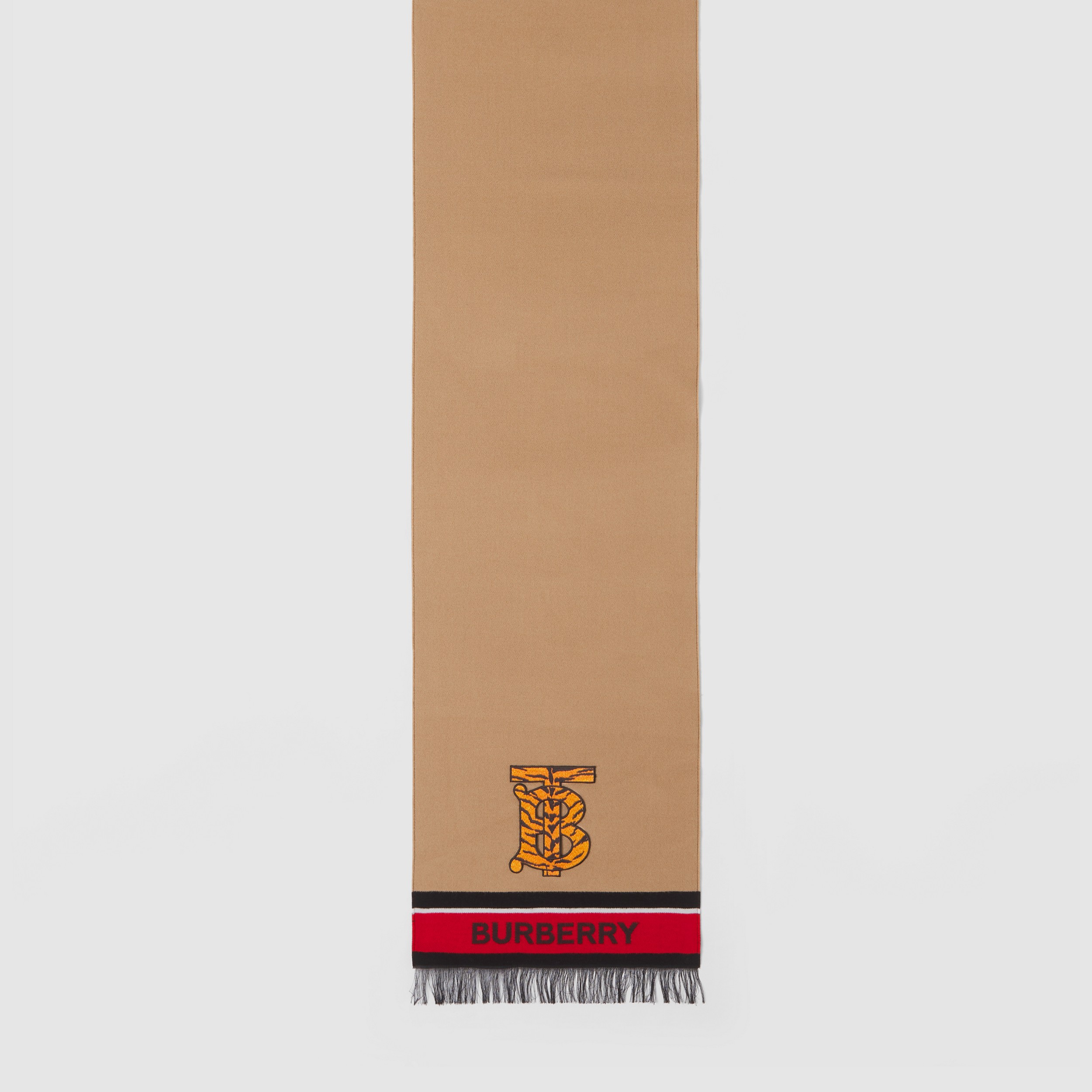 Woll-Seiden-Schal mit Monogrammmotiv und Logo (Camelfarben) | Burberry® - 2