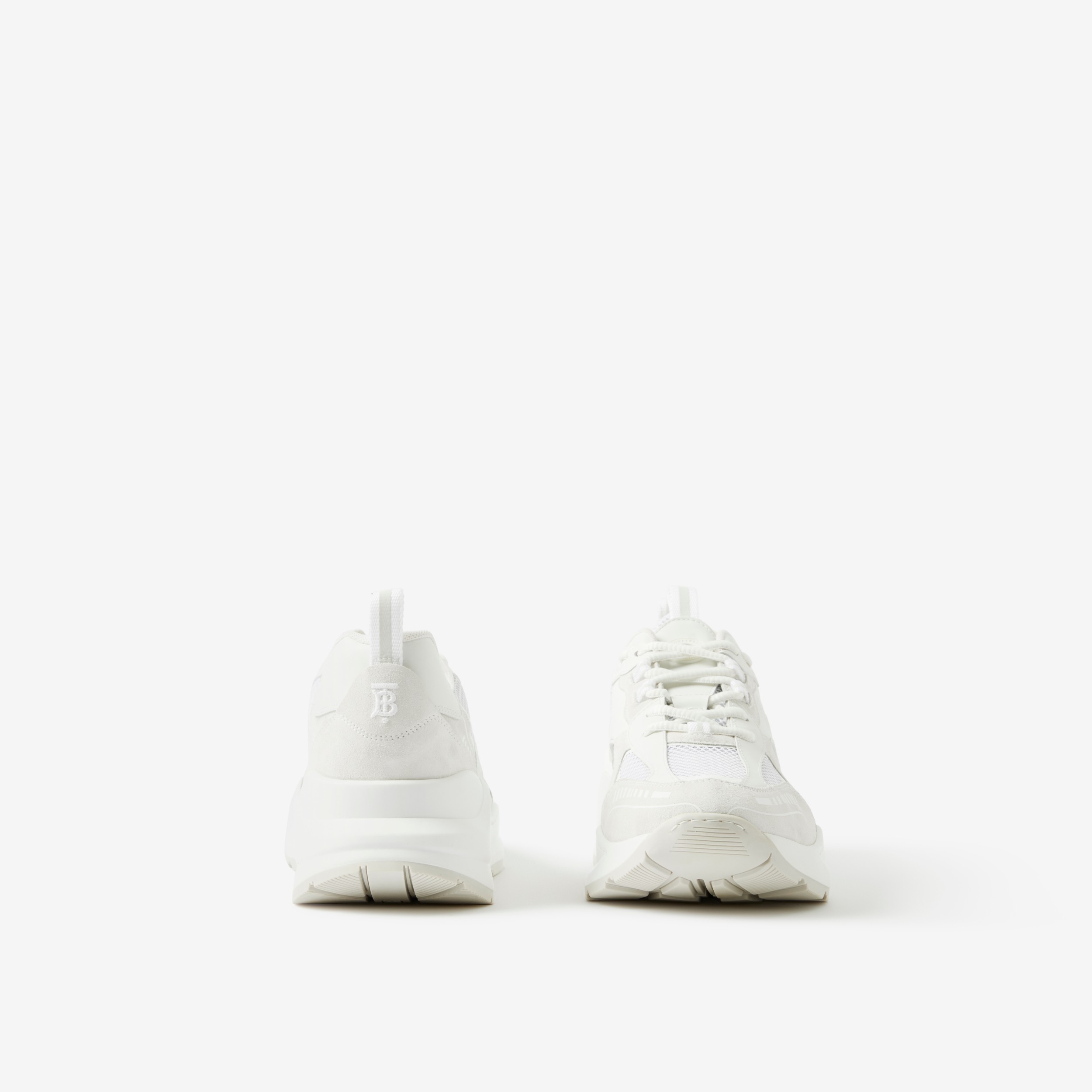 Leather, Suede and Mesh Sneakers in White - Men | Burberry® Official - 4