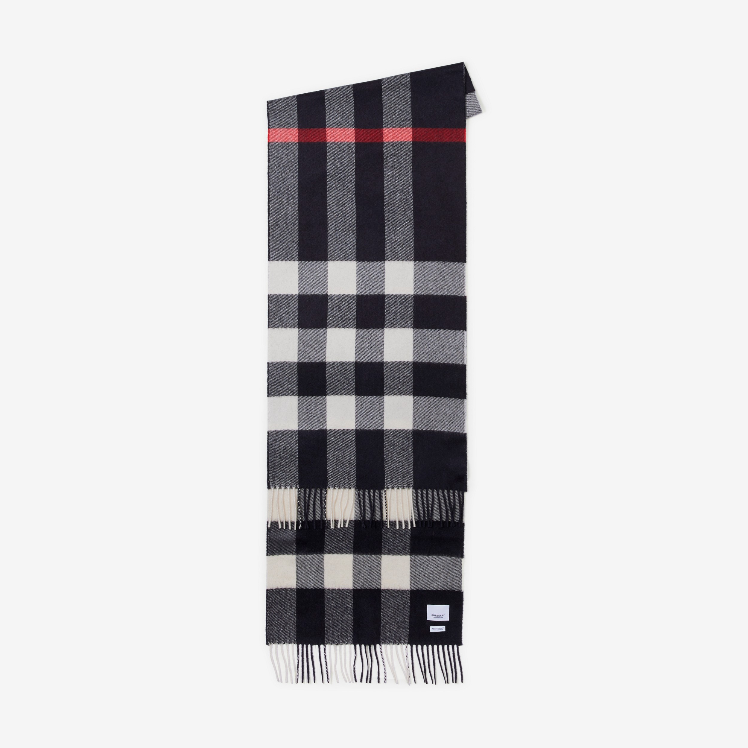 Check Cashmere Scarf in Navy | Burberry® Official - 2