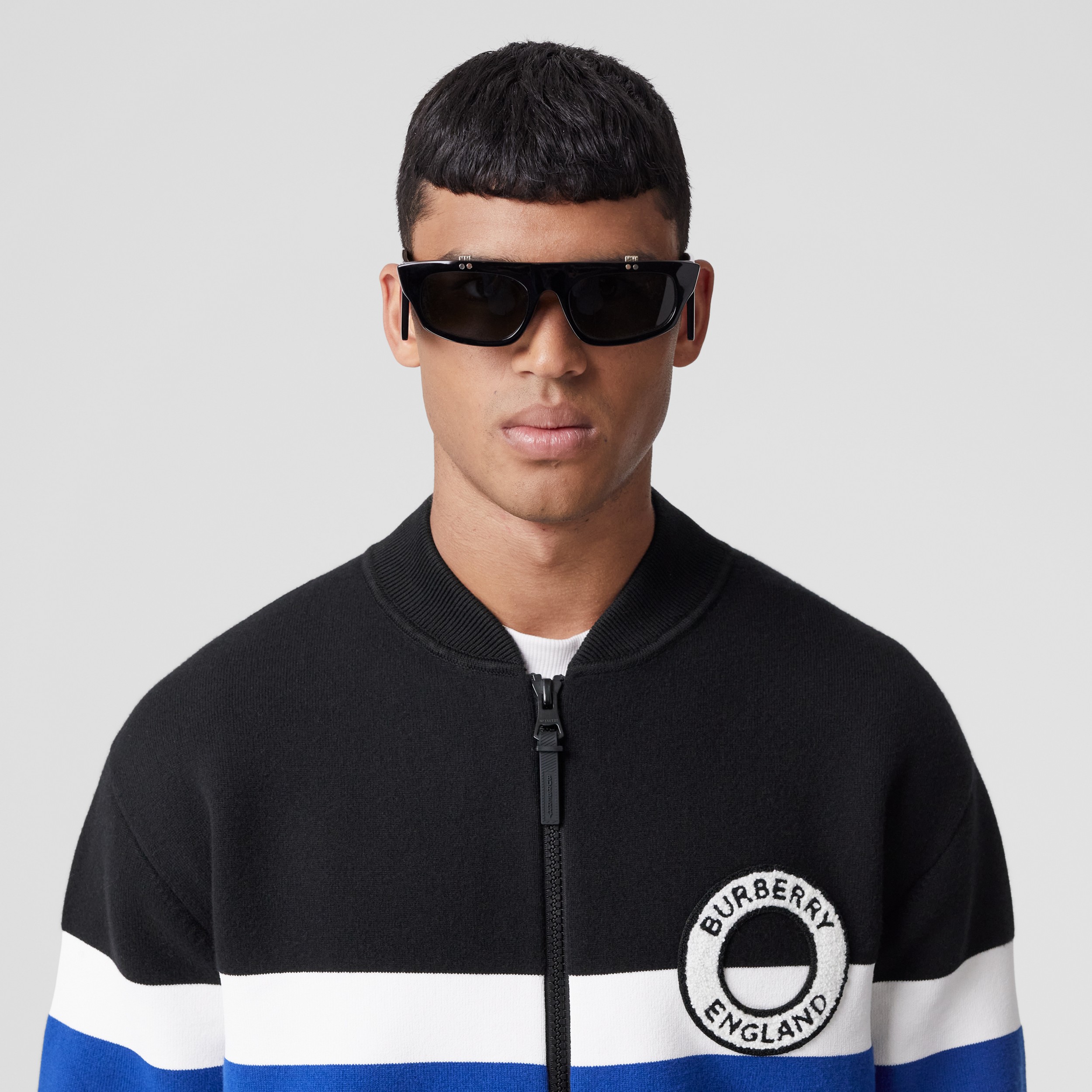 Logo Graphic Striped Wool Blend Bomber Jacket in Black - Men | Burberry® Official - 2