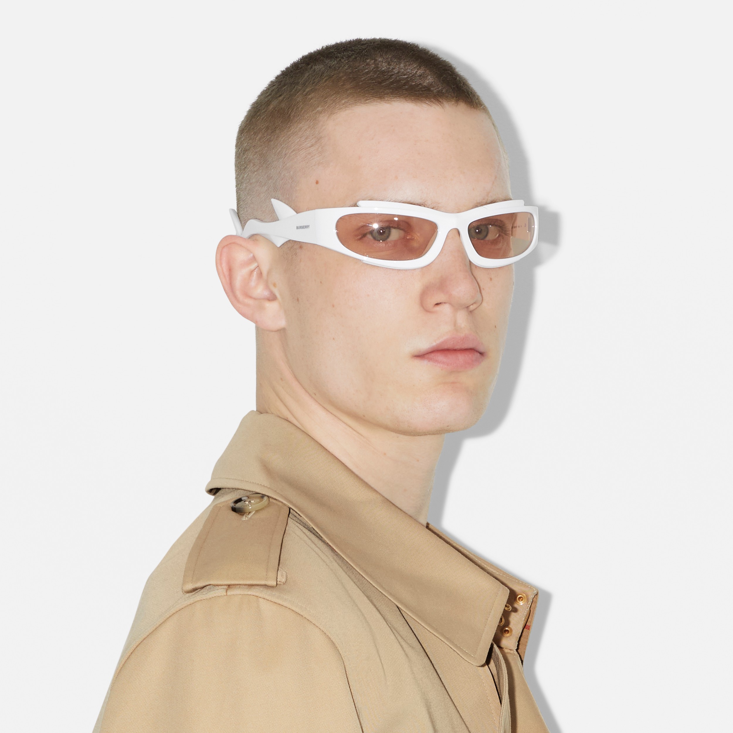 Rectangular Frame Turner Sunglasses in White | Burberry® Official