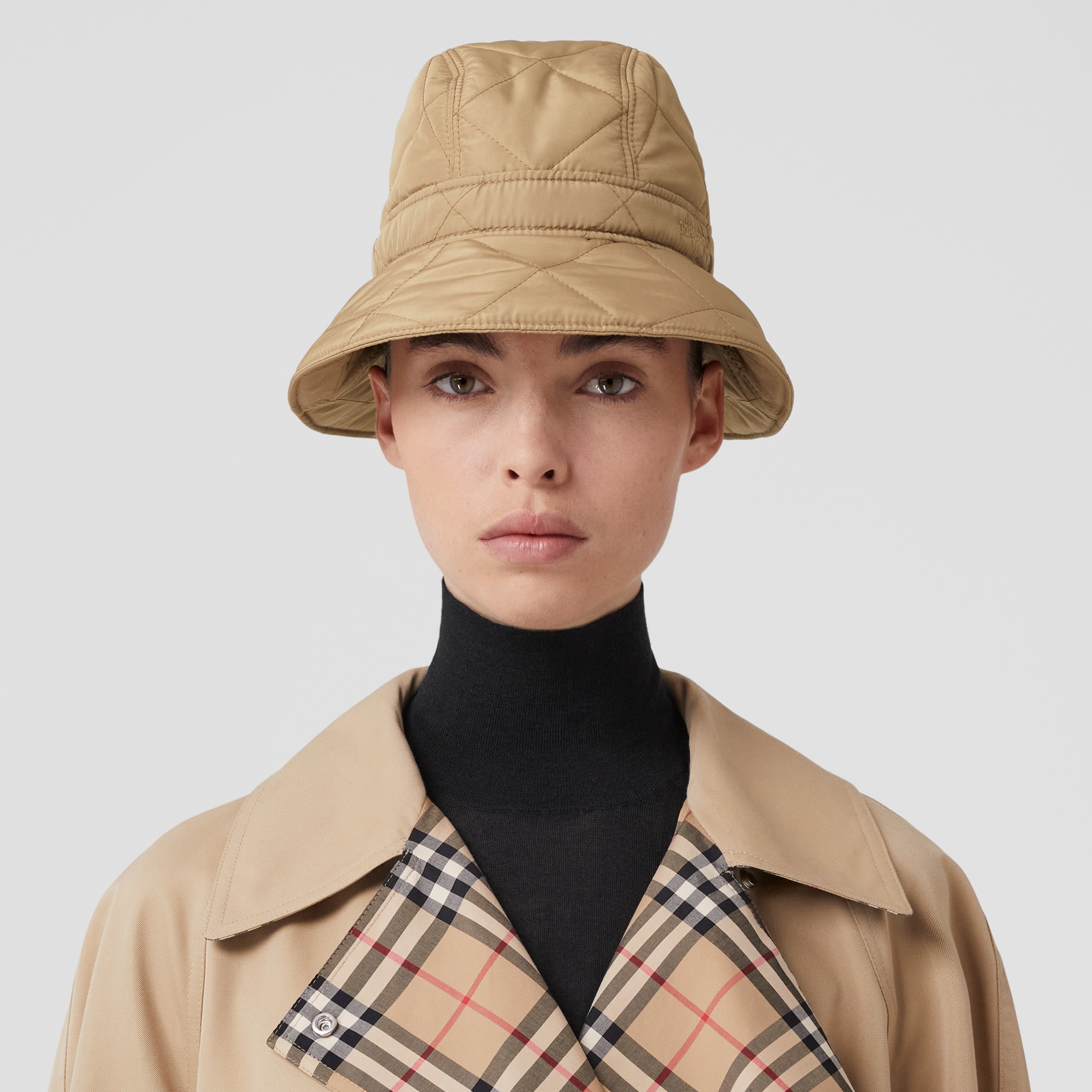 Logo Detail Quilted Bucket Hat in Beige | Burberry® Official - 2