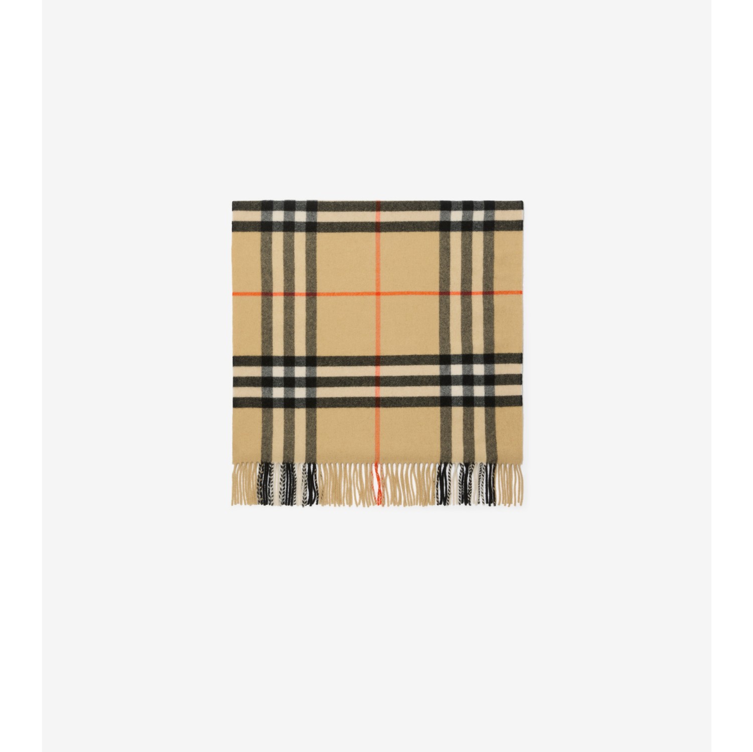Wide Cross Stitch EKD Check Cashmere Scarf in Sand beige | Burberry® Official