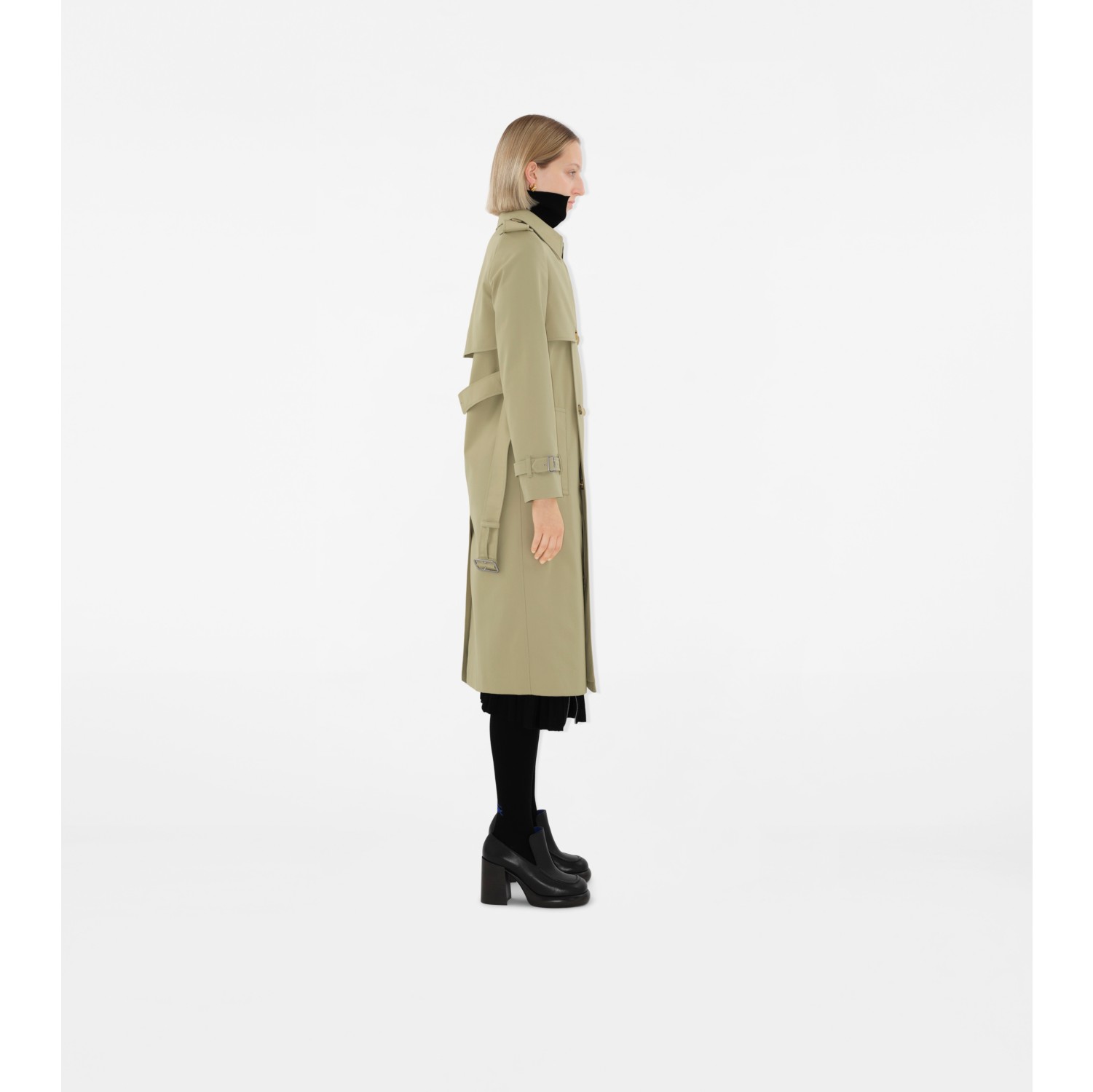 Long Cotton Blend Trench Coat