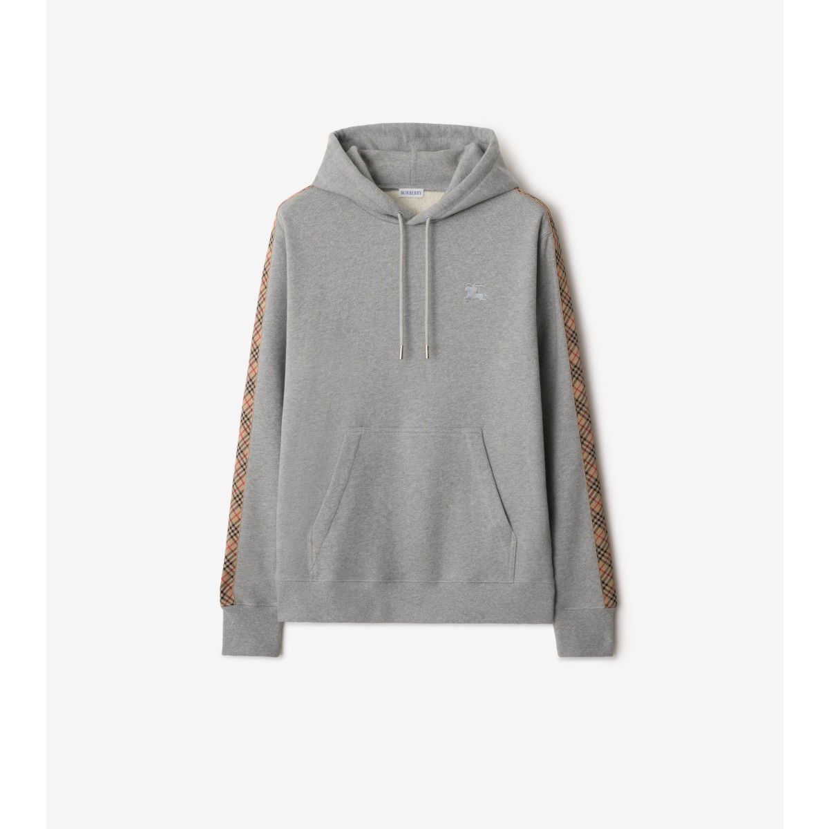  Check Trim Cotton Hoodie