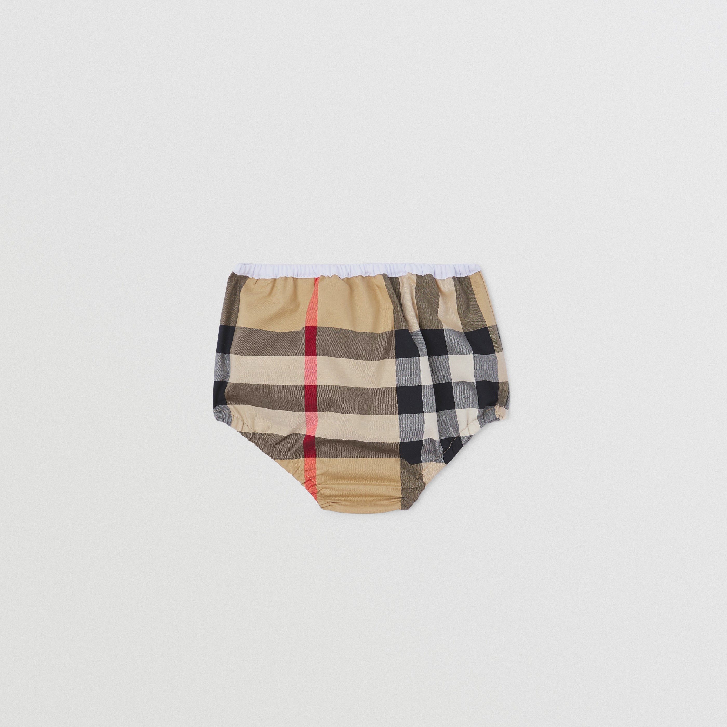 Check Stretch Cotton Dress with Bloomers in Archive Beige ...