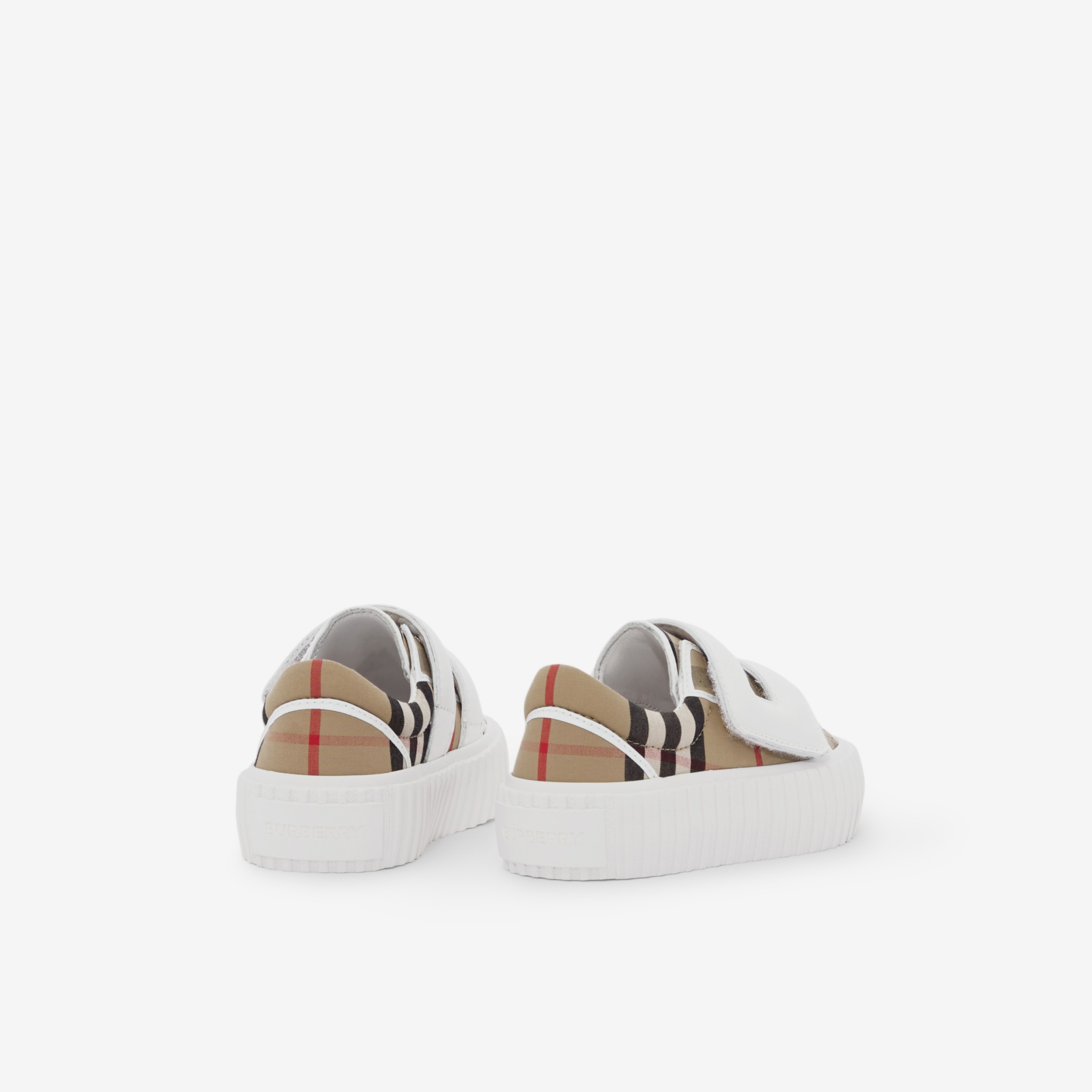 Vintage Check Cotton and Leather Sneakers in Archive Beige - Children | Burberry® Official - 3