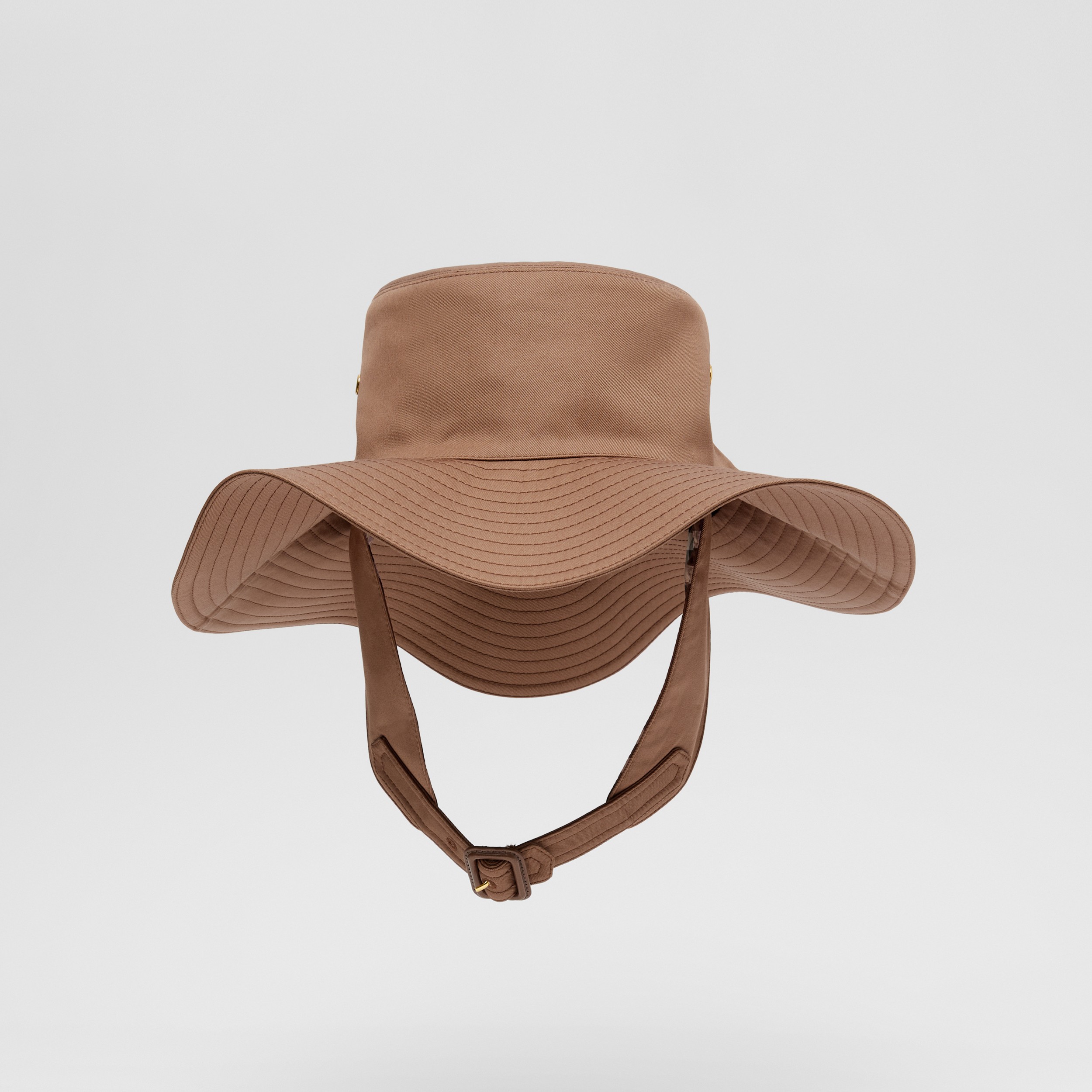 Detachable Strap Cotton Gabardine Hat in Dusty Caramel | Burberry® Official - 1