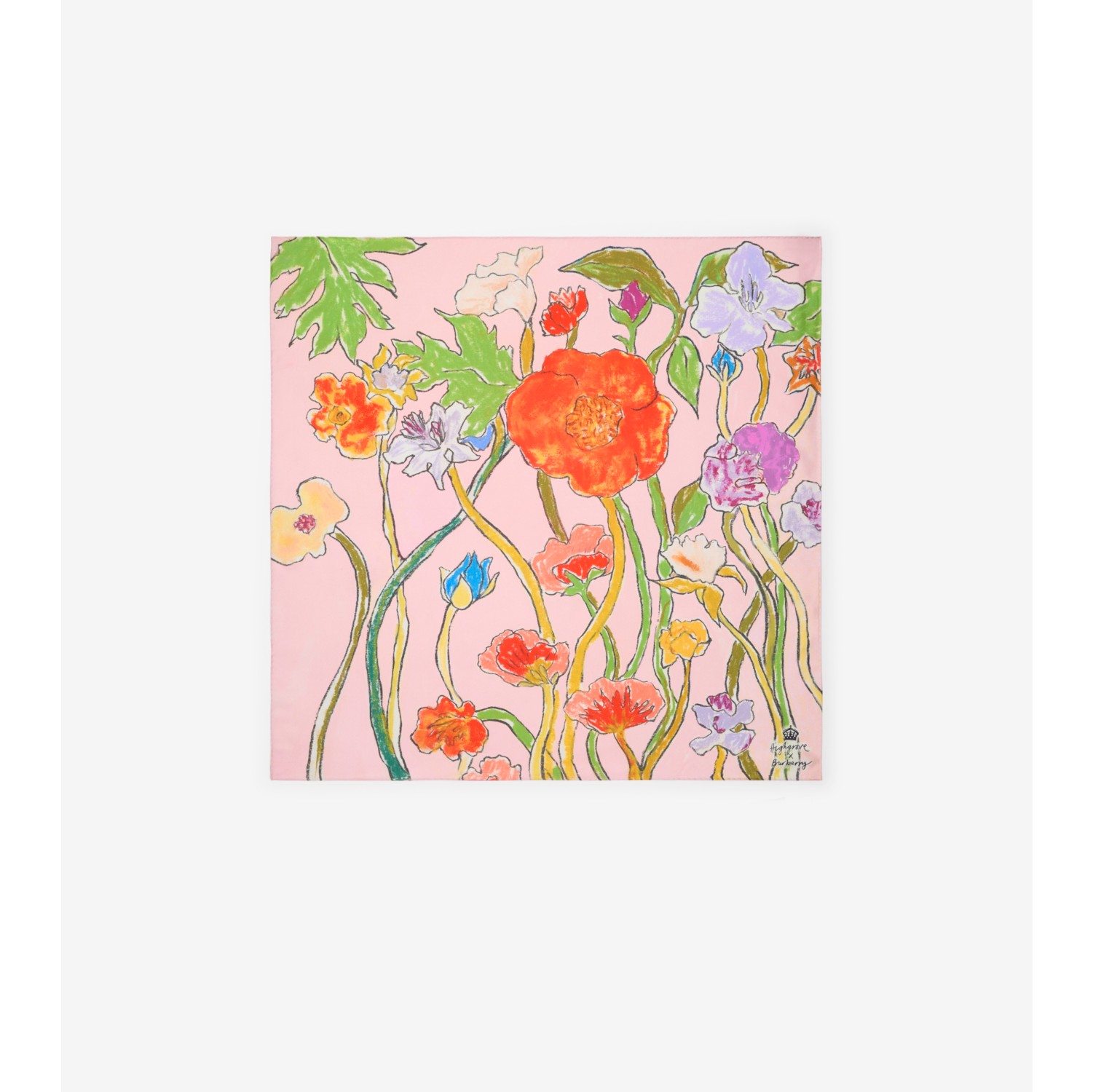 Lenço de seda com estampa de cascata de flores de Highgrove