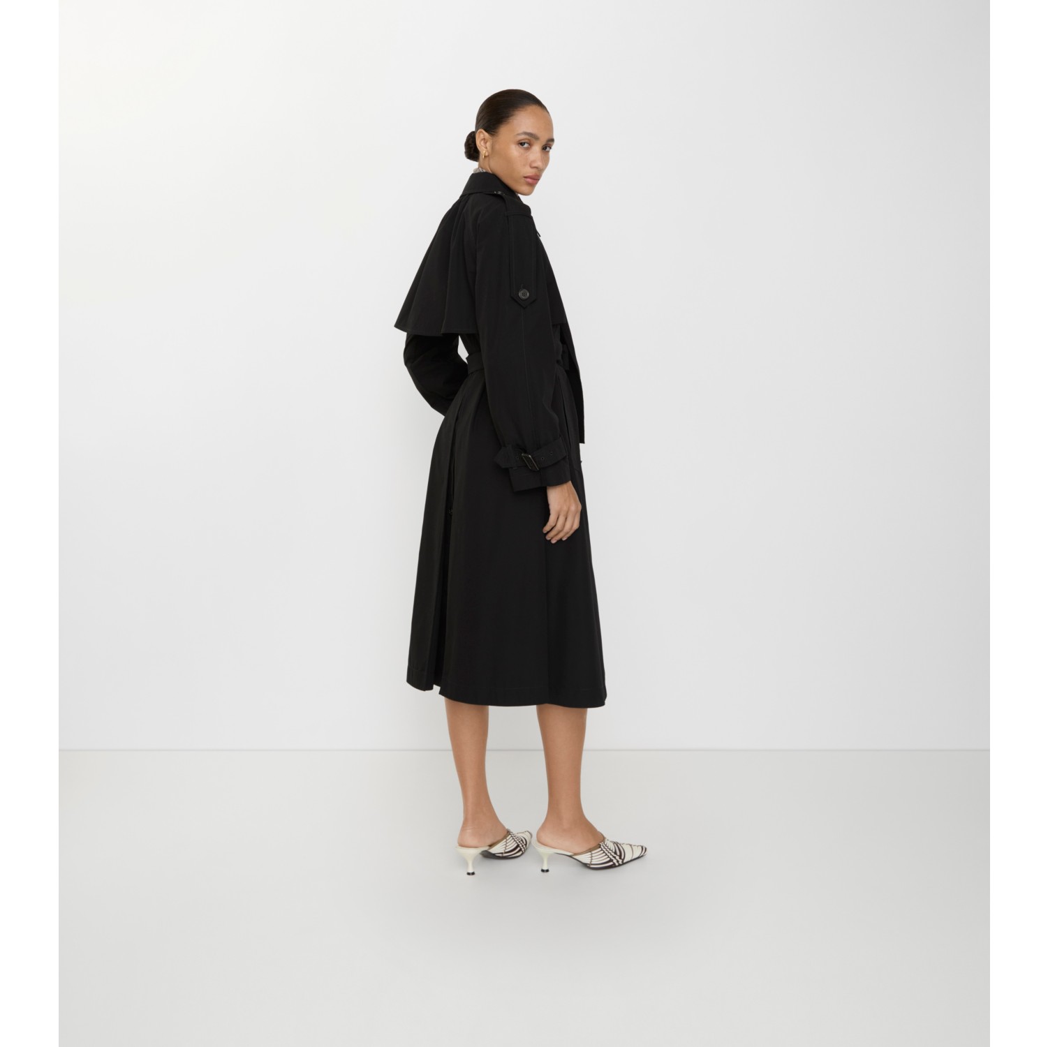 Long Canvas Trerose Trench Coat in Black - Women | Burberry® Official