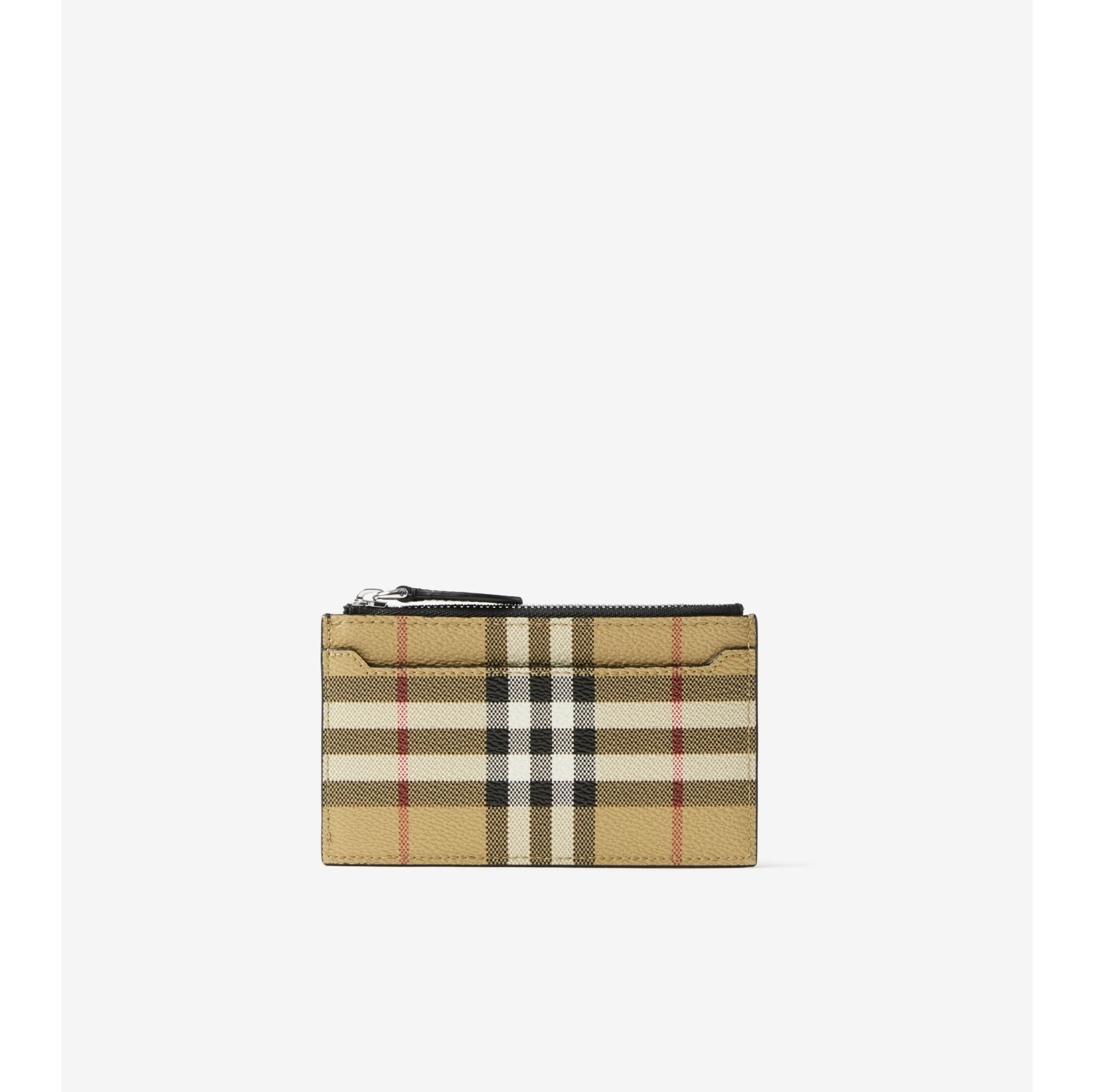 Check and Leather Card Case in Archive Beige - Men | Burberry® Official