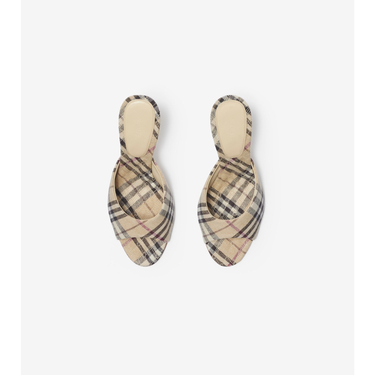 Check Linen Blend Mews High Mules​