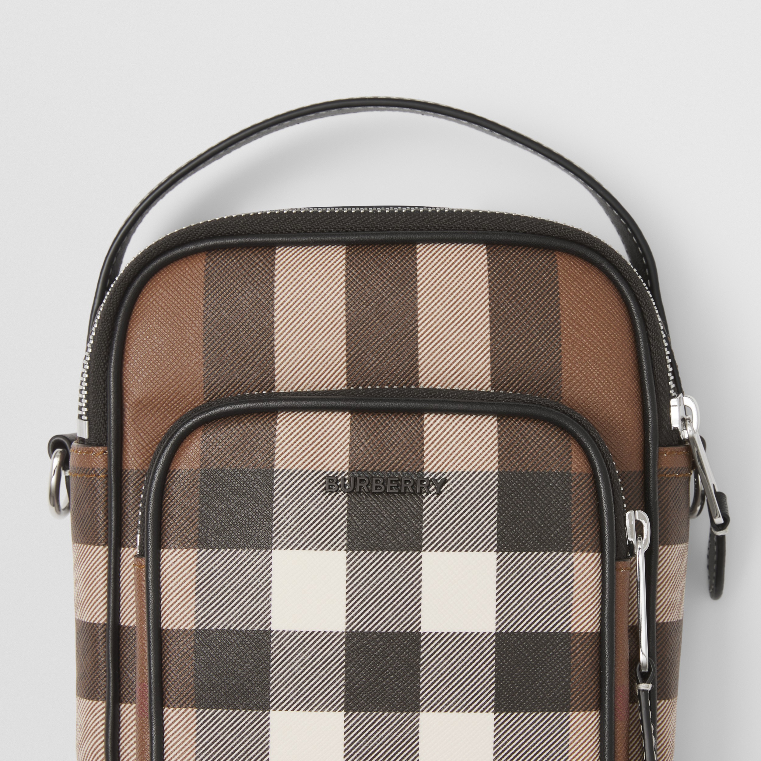 Check and Leather Crossbody Bag in Dark Birch Brown - Men | Burberry® Official - 2
