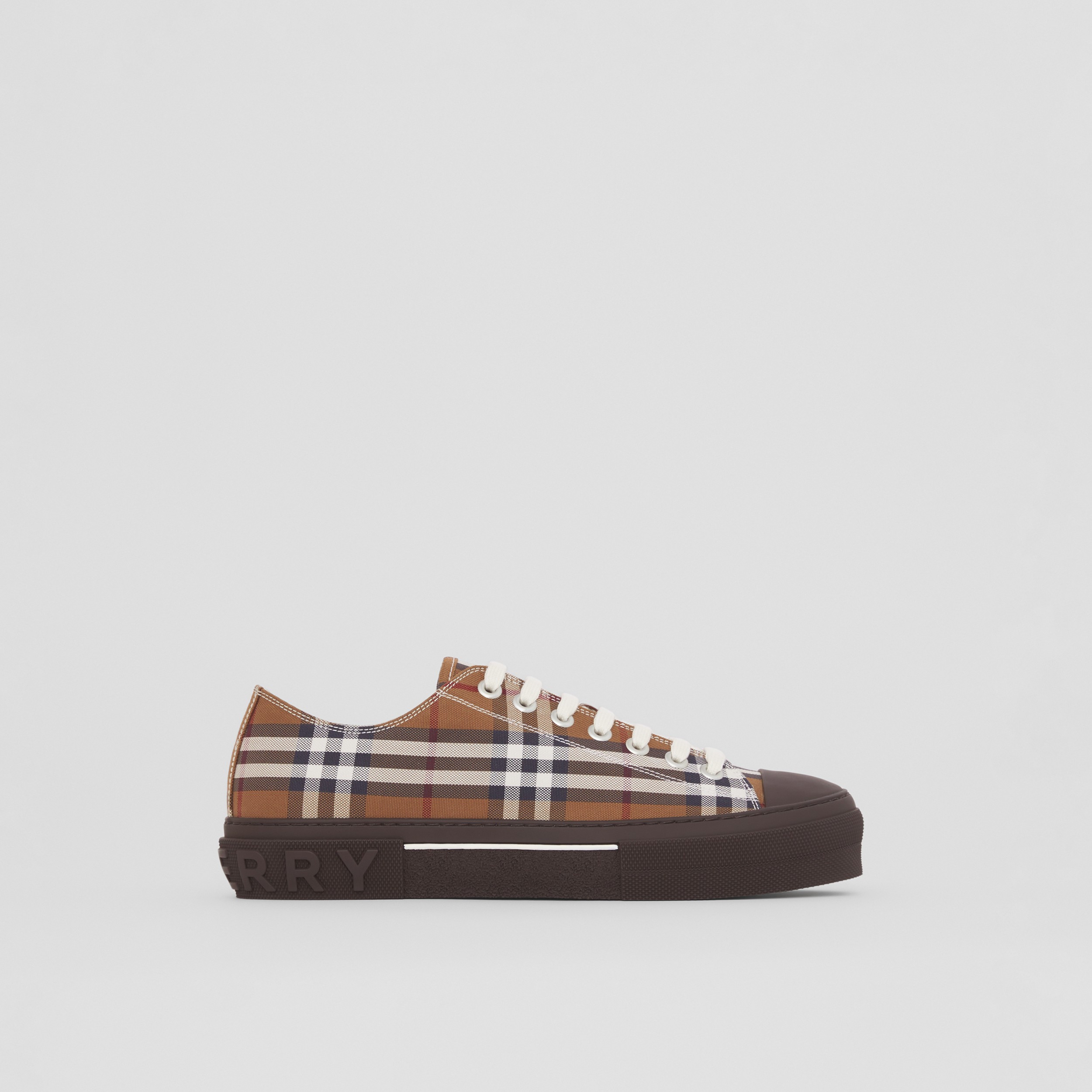 Vintage Check Cotton Sneakers in Birch Brown - Men | Burberry® Official - 1