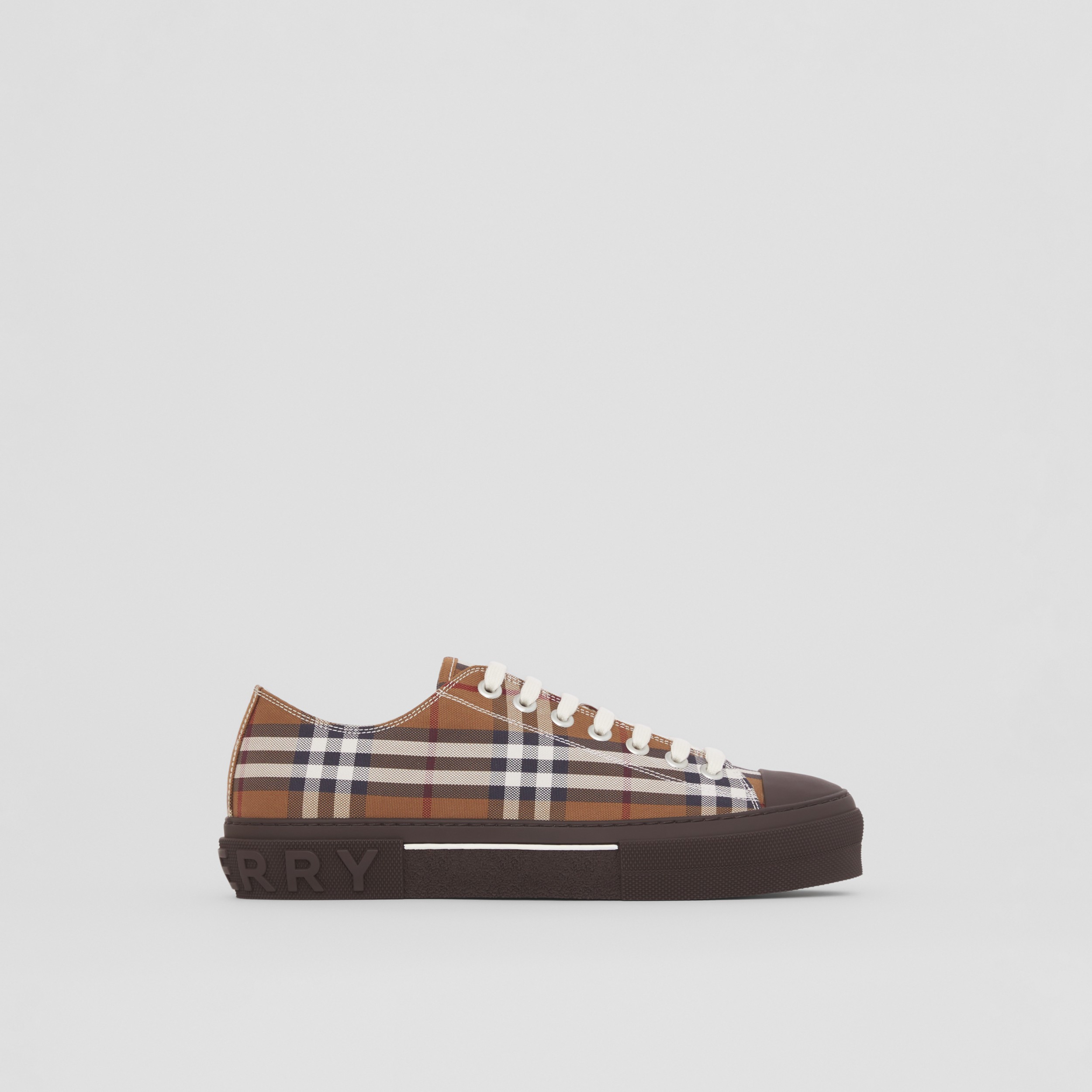 Vintage Check Cotton Sneakers in Birch Brown - Men | Burberry® Official