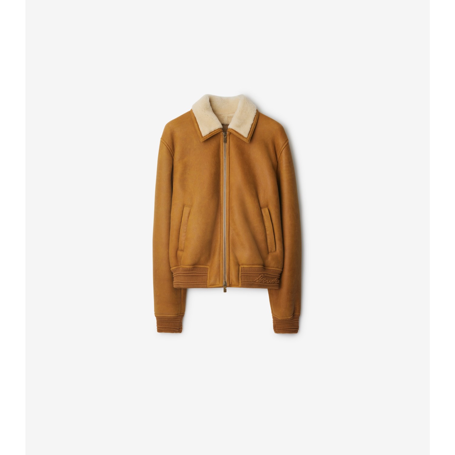 Shearling Harrington Jacket in Sand Men Burberry Official