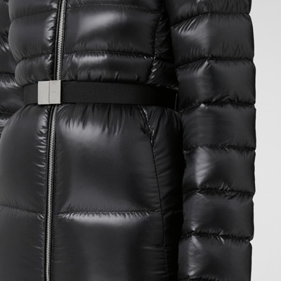 Contrast Hood Nylon Belted Puffer Jacket In Black - Women | Burberry ...