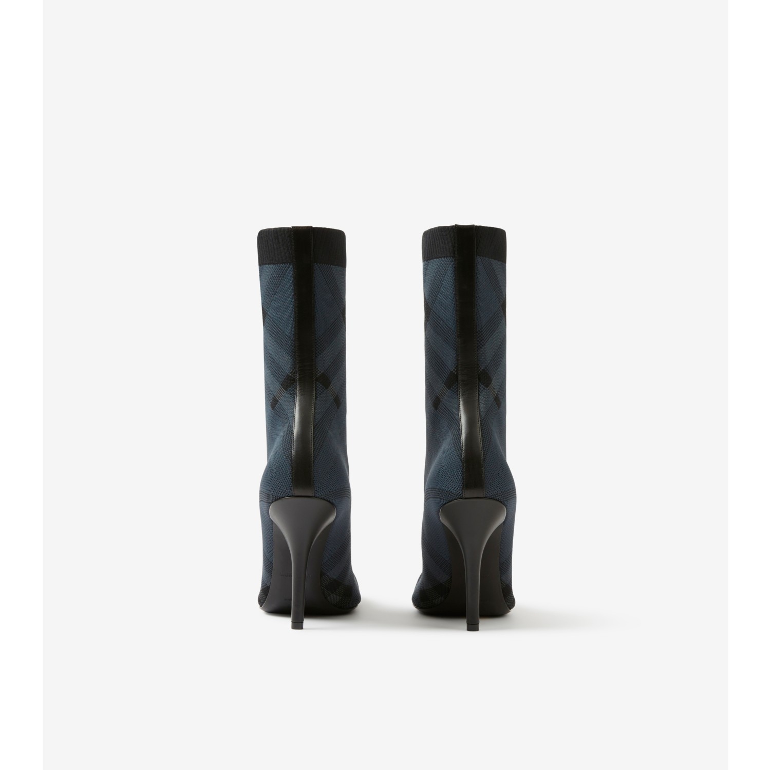 Knitted Check Sock Boots in Charcoal/grey - Women | Burberry® Official