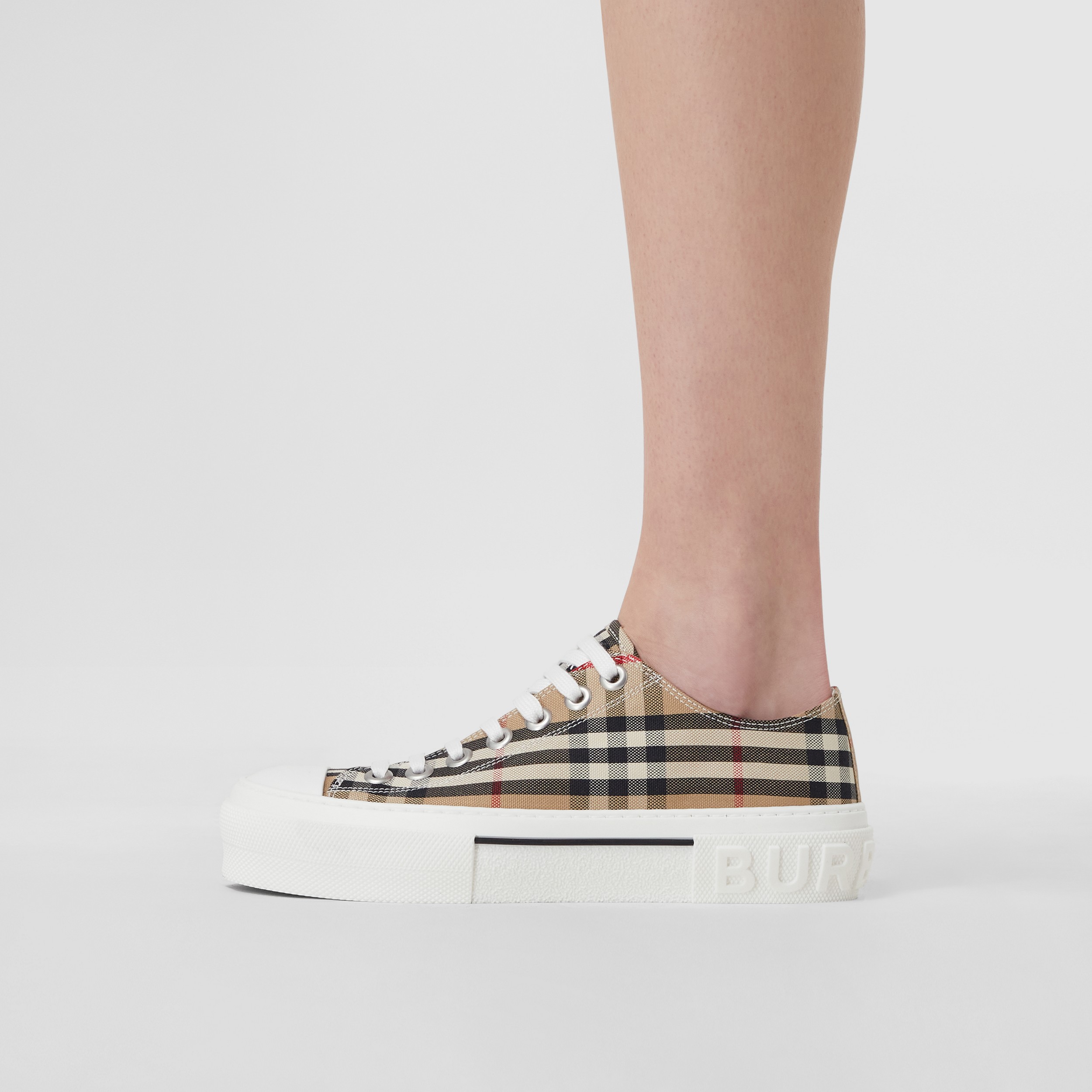 Vintage Check Cotton Sneakers in Archive Beige - Women | Burberry® Official - 3