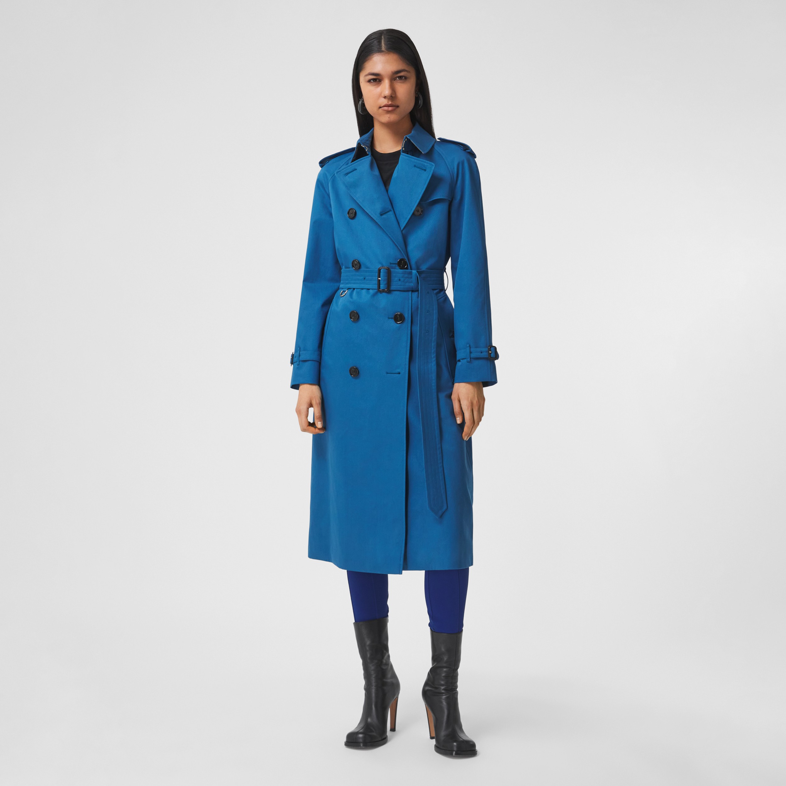 Cotton Gabardine Trench Coat in Dark Cerulean Blue - Women | Burberry ...