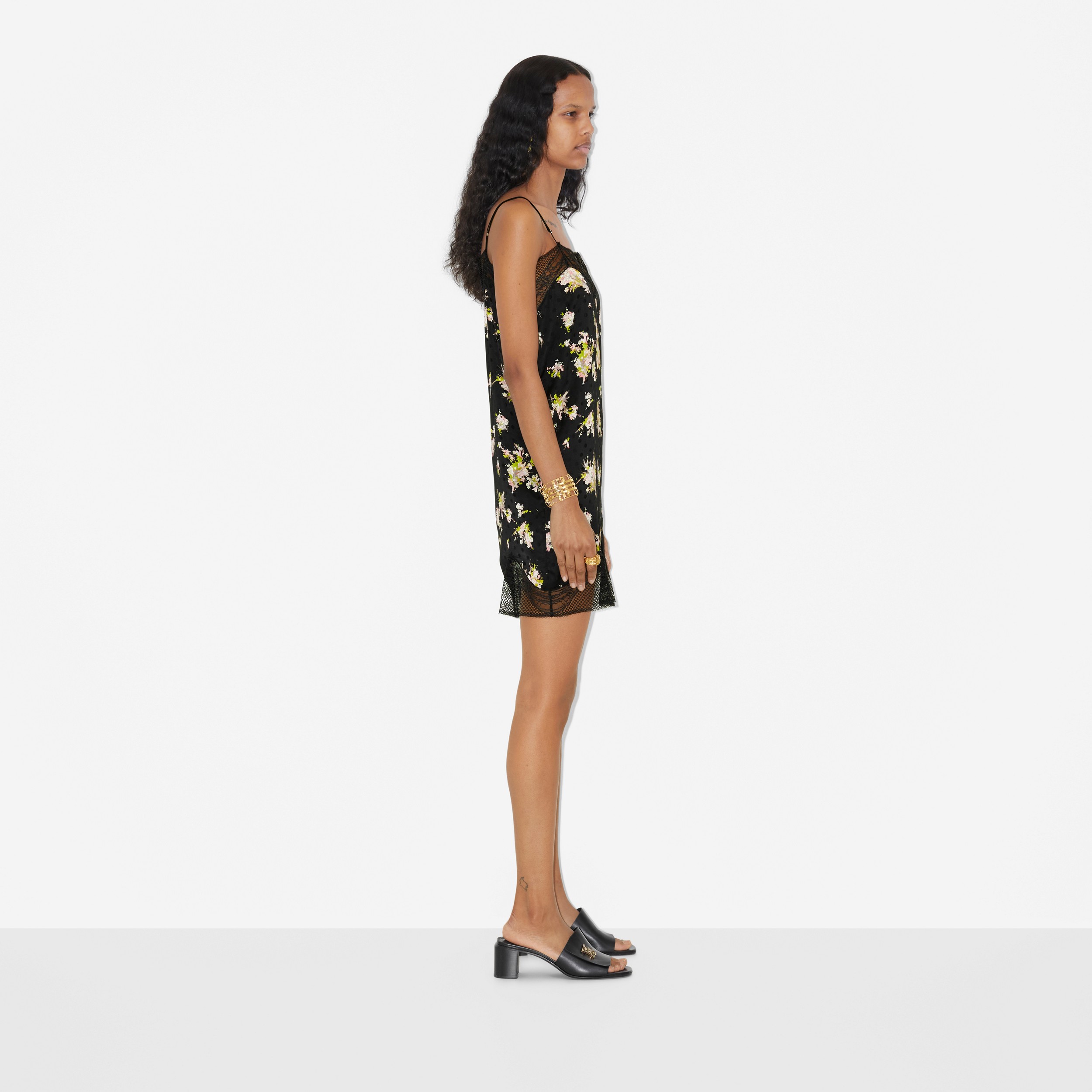 플로럴 프린트 비스코스 슬립 드레스 (블랙) - 여성 | Burberry® - 3