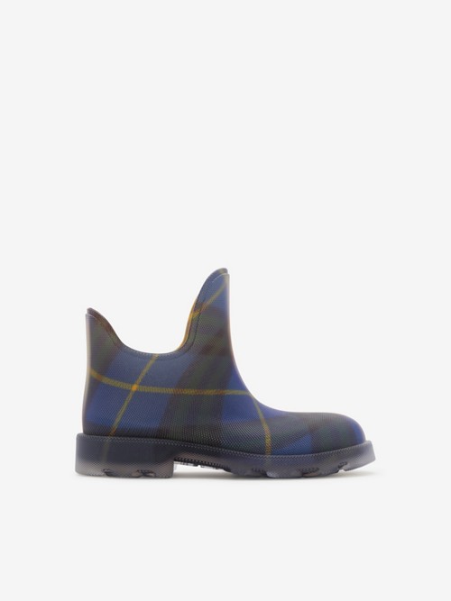 Burberry Check Rubber Marsh Low Boots In Blue